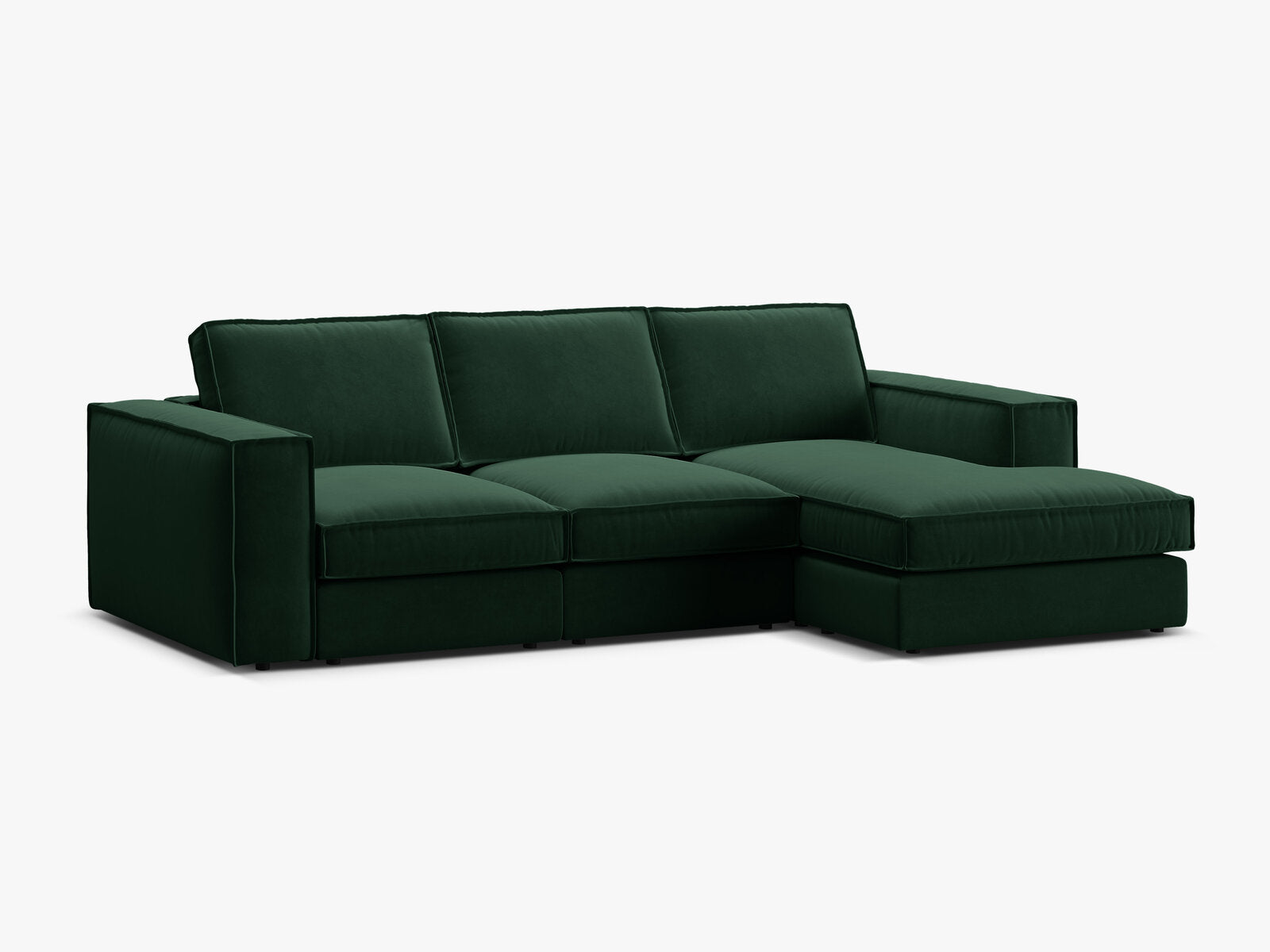 Micadoni modulares Ecksofa Pola 3-Sitzer Rechts Samt Salvador Flaschengrün