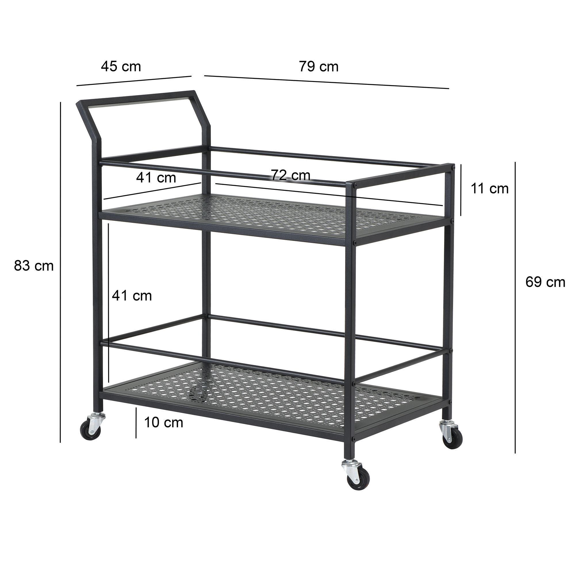 Servierwagen Innvik Metall Schwarz 79 × 45 × 83 cm