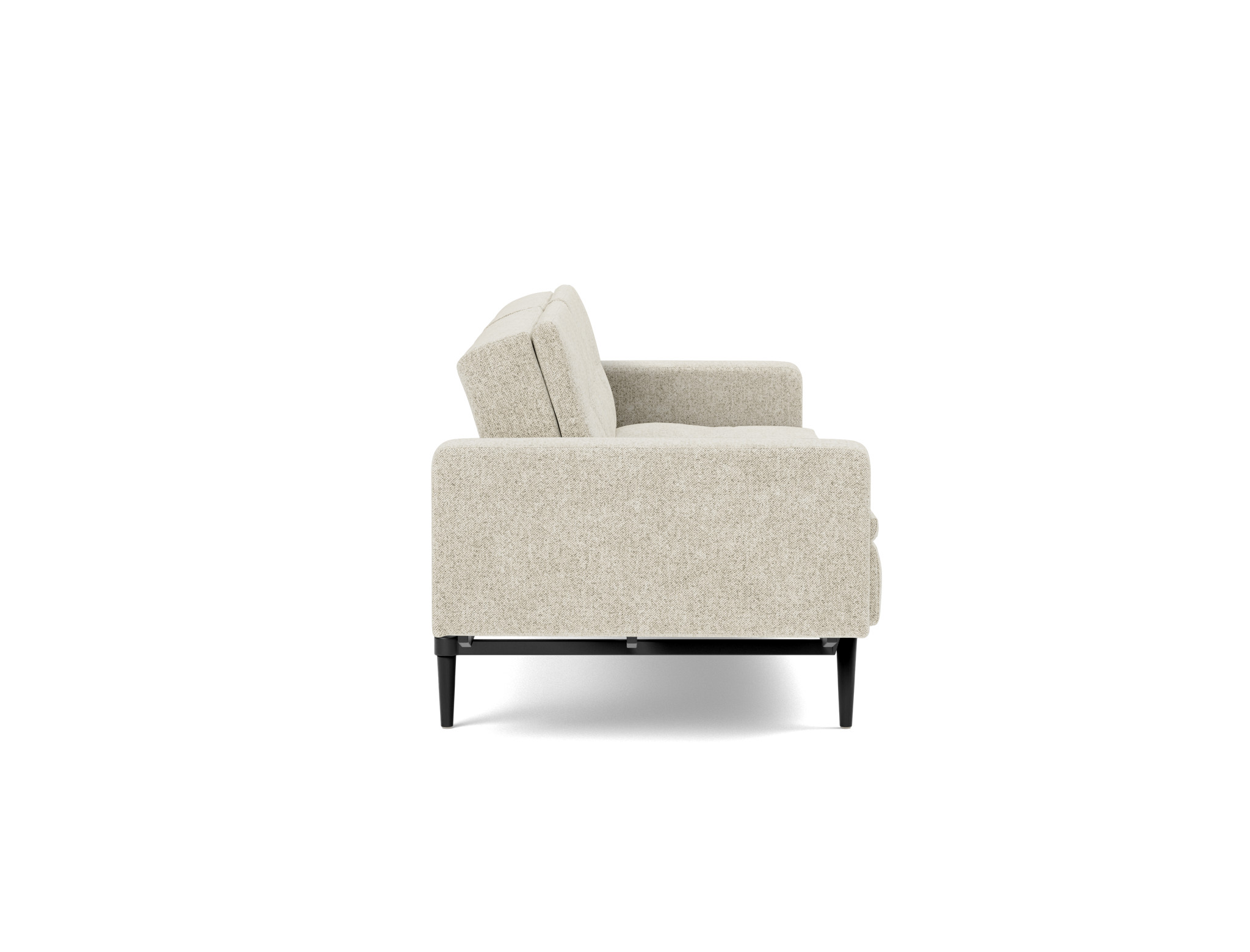 Schlafsofa Dublexo mit Armlehnen Strukturierter Stoff Taura 357-Off-White Beine Styletto Eiche schwarz