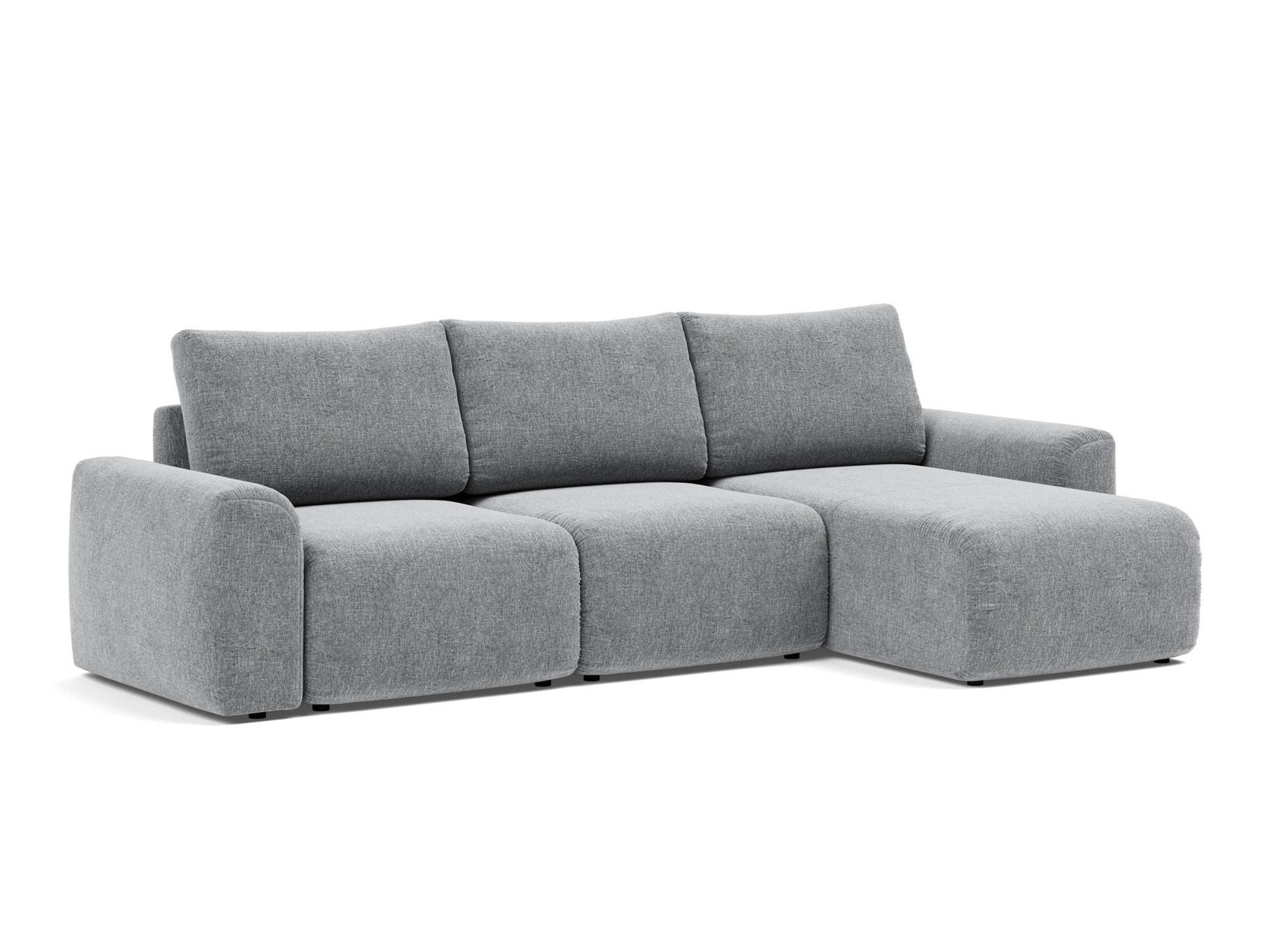 Schlafsofa Norum mit Chaiselongue und Chunky-Armlehnen Strukturierter Stoff Twist 565-Granite