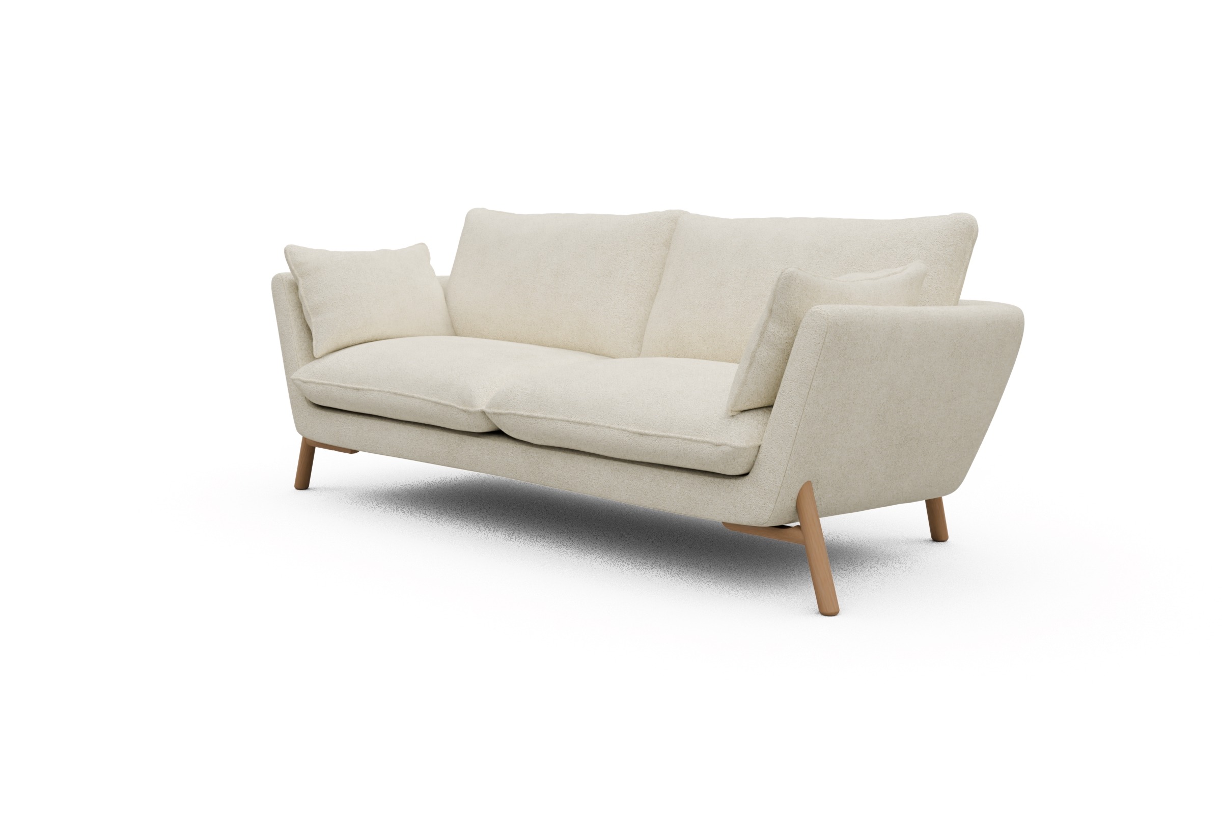 Sofa Emil 3-Sitzer Beinfarbe Eiche Natur Boucle-Off-White