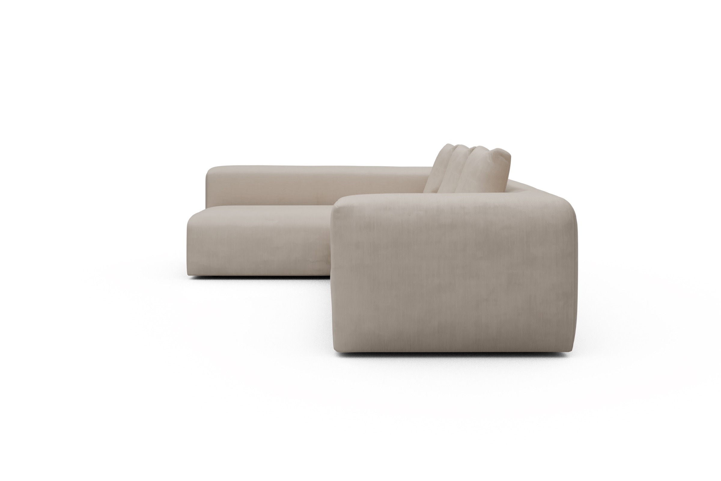 Ecksofa Fred 2x 2,5-Sitzer links offen Cordufine-Off-White