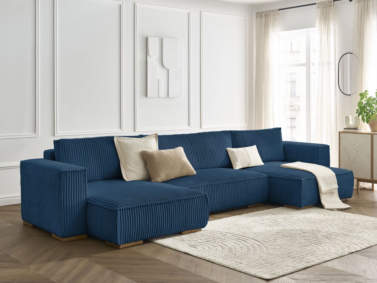 Bobochic Chelsea Wohnlandschaft Breitcord weich Dunkelblau
