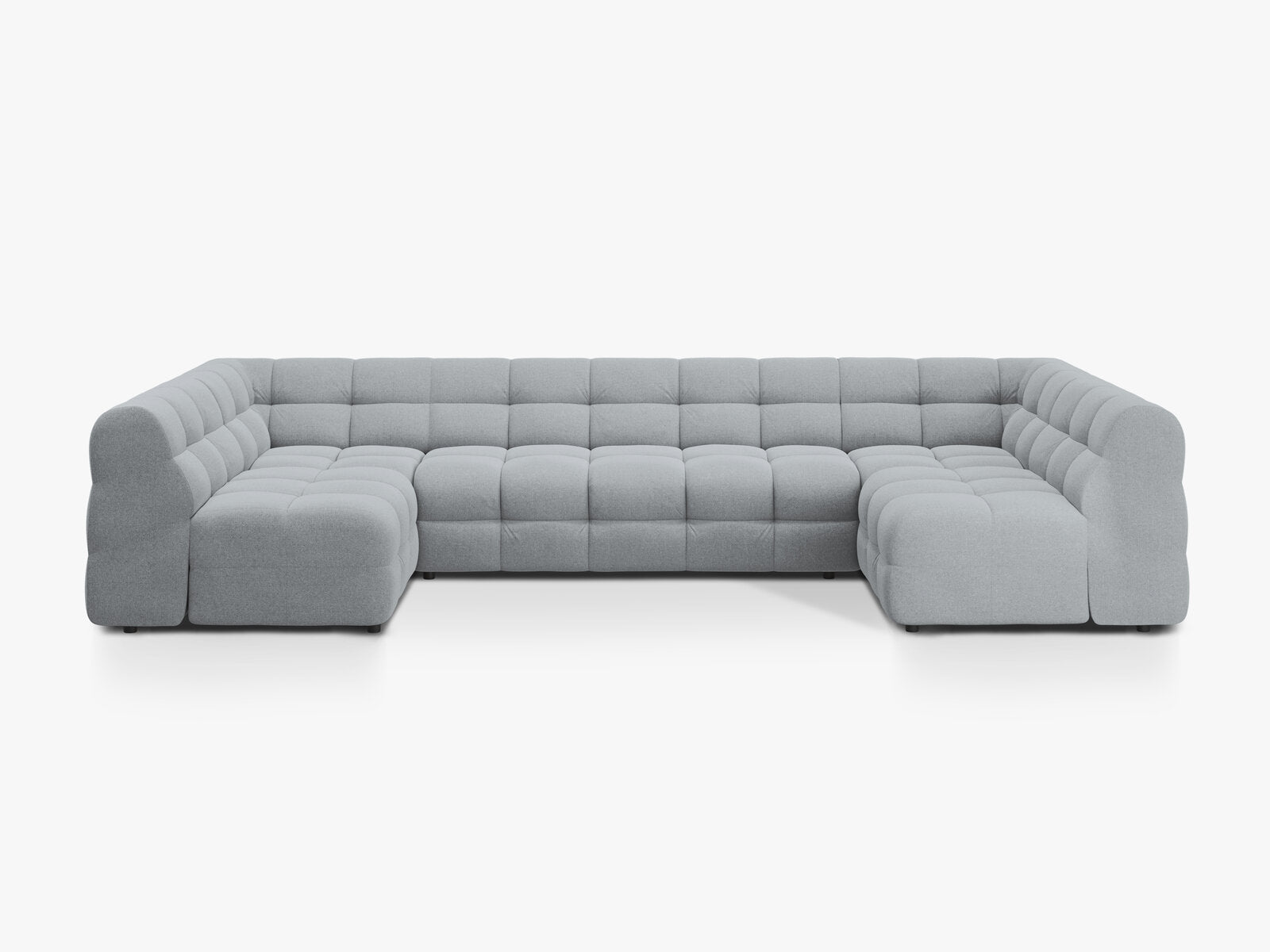 Micadoni Panorama-Sofa Kendal 7-Sitzer Strukturierter Stoff Platinum