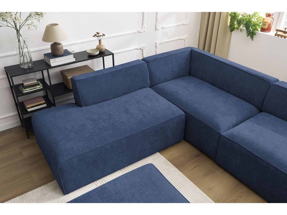 Bobochic Megeve Wohnlandschaft mit Pouf Strukturstoff Dunkelblau Ecke rechts