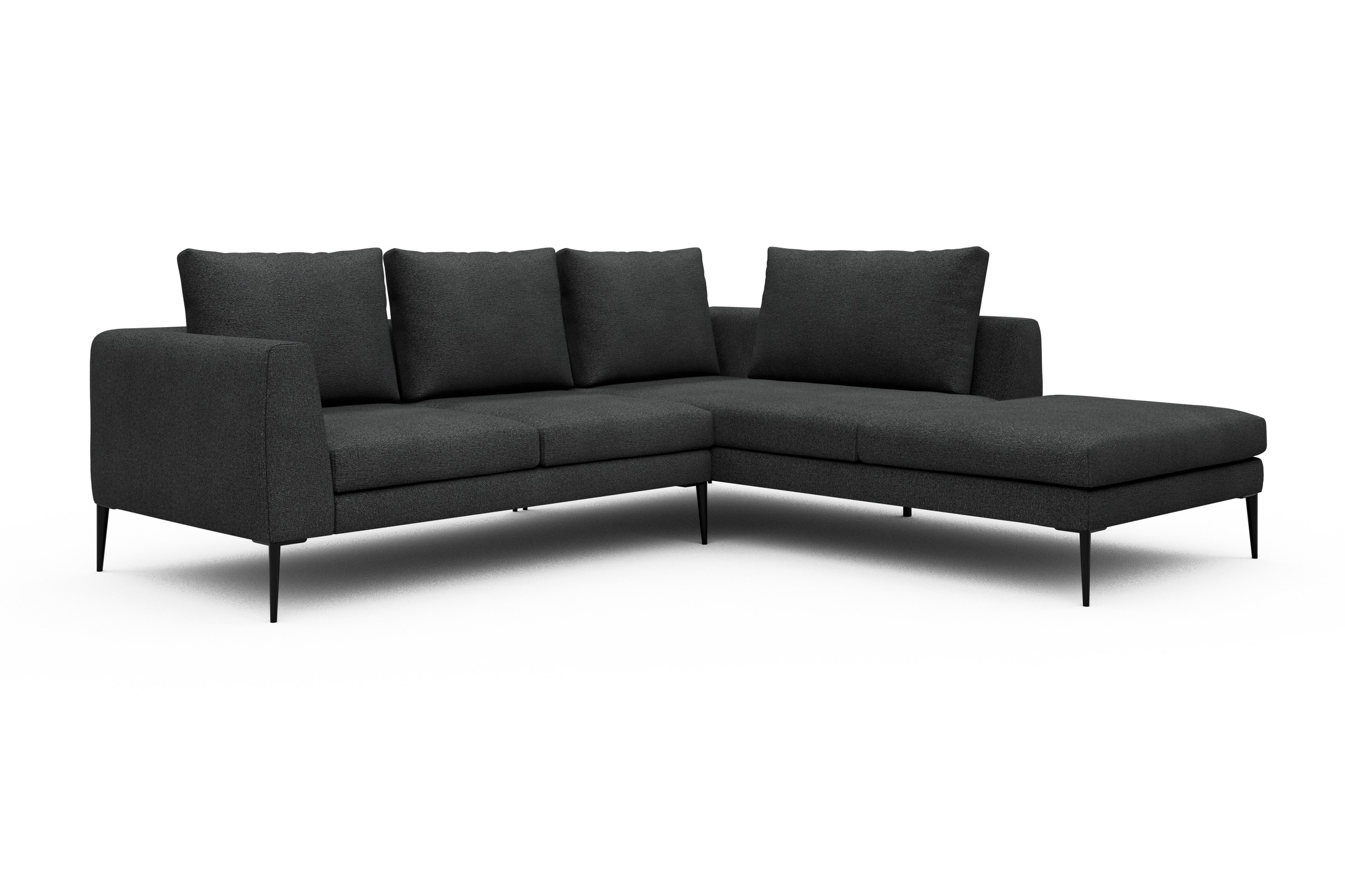 Ecksofa Paul Relax-Ecke rechts mit 2-Sitzer Boucle-Charcoal