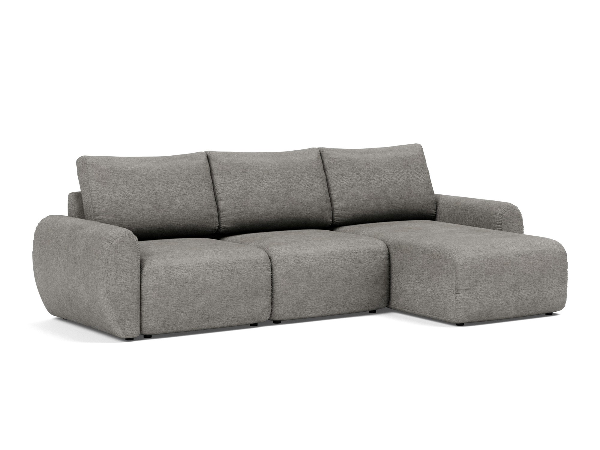 Schlafsofa Norum mit Chaiselongue und Curve-Armlehnen Flachgewebe Avella 282-Warm-Grey