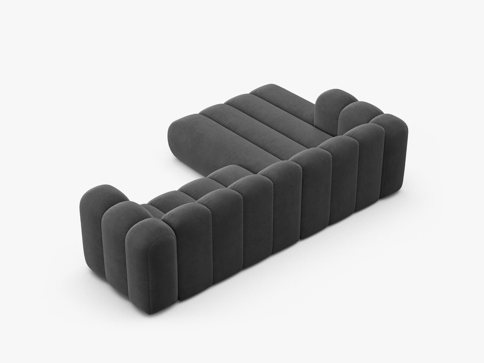 Micadoni Modulares Ecksofa Lupine 4-Sitzer mittelgroß Links Samt Venus Grau