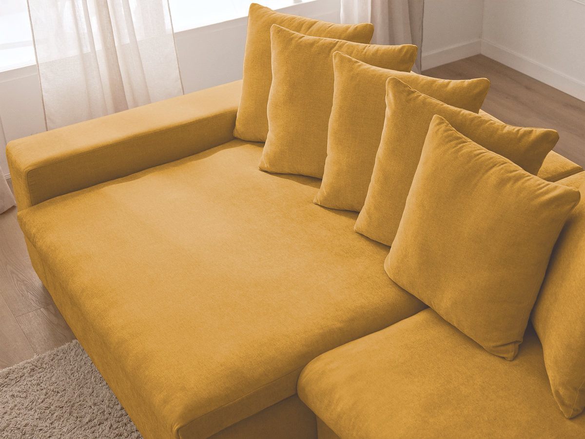 Bobochic Enore Ecksofa mit Pouf Stoff Gelb Ecke links