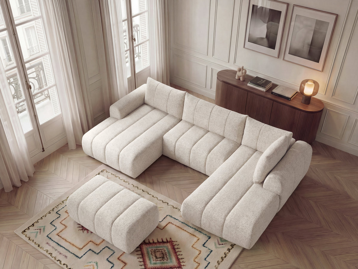 Bobochic Nesty Wohnlandschaft mit Pouf Melange-Stoff Beige Ecke links