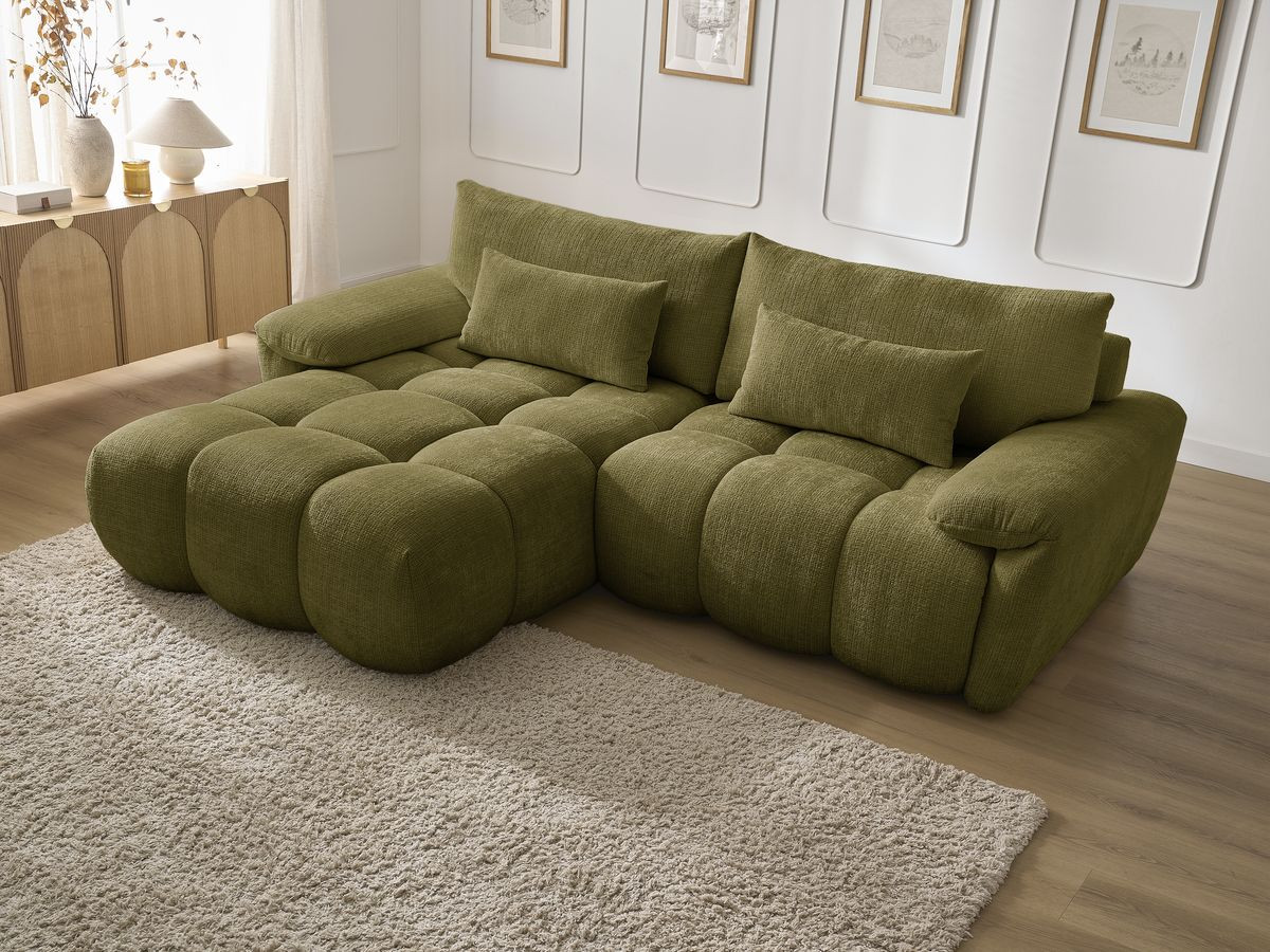 Bobochic Ivane Ecksofa Strukturstoff Grün Ecke links