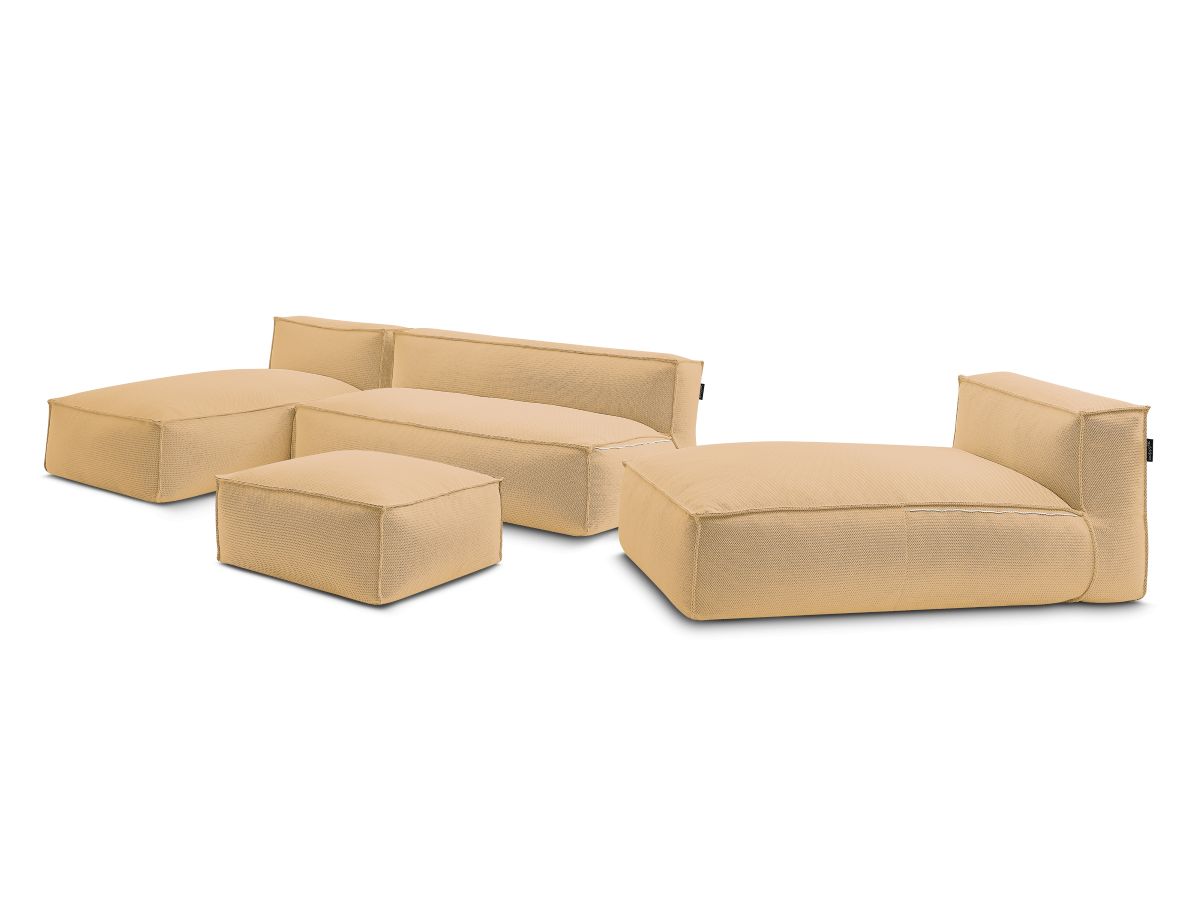 Bobochic Biarritz Gartensofa 4-Sitzer mit Pouf 332 × 168 cm Melange-Stoff Orange