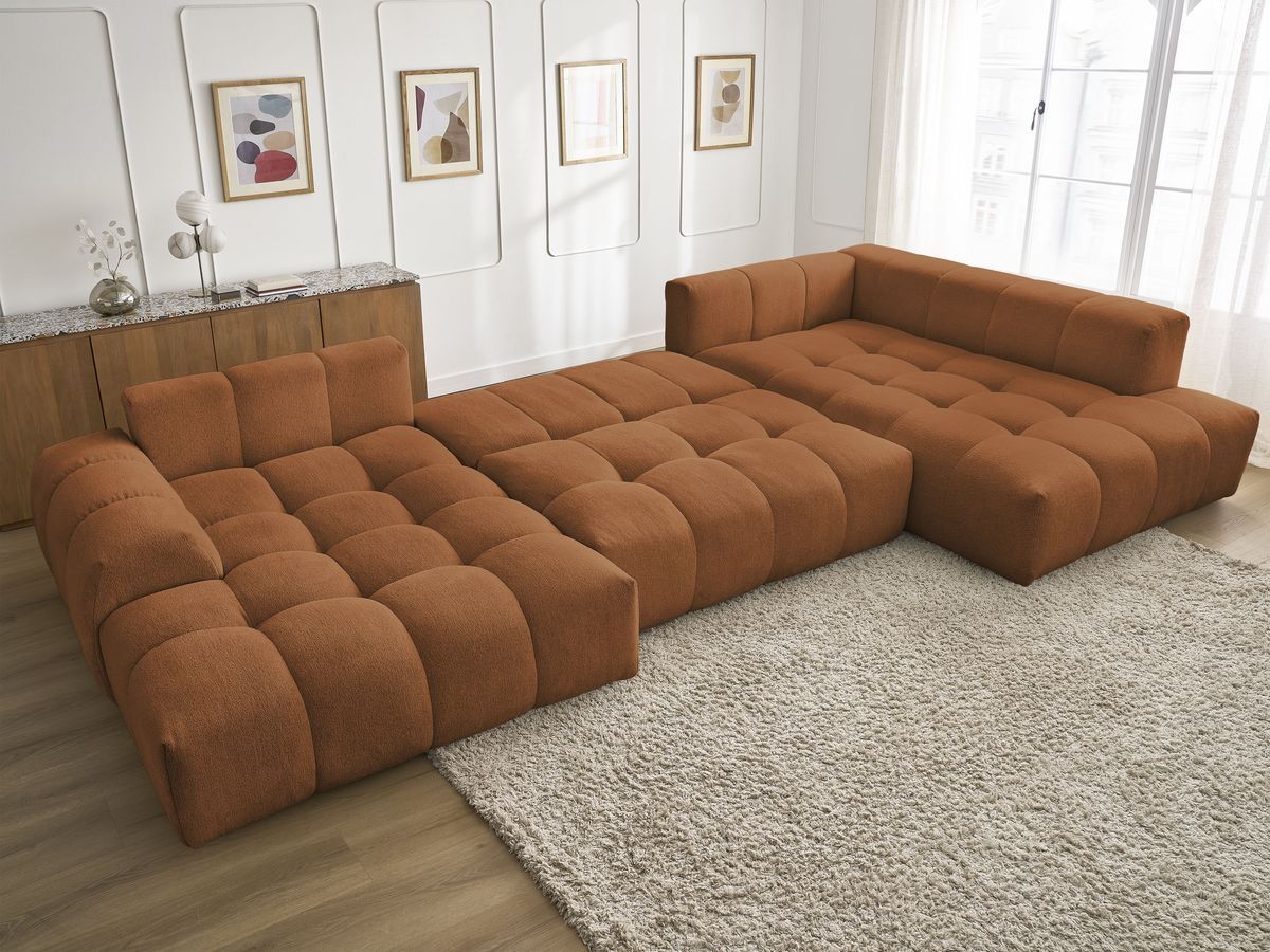 Bobochic Everest Wohnlandschaft, 6 Kissen Melange-Stoff Orange Ecke links