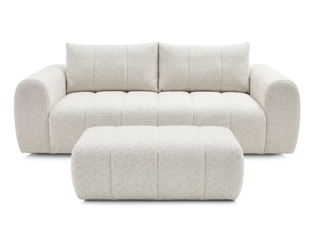 Bobochic Nesty Sofa 3-Sitzer mit Pouf Melange-Stoff Beige