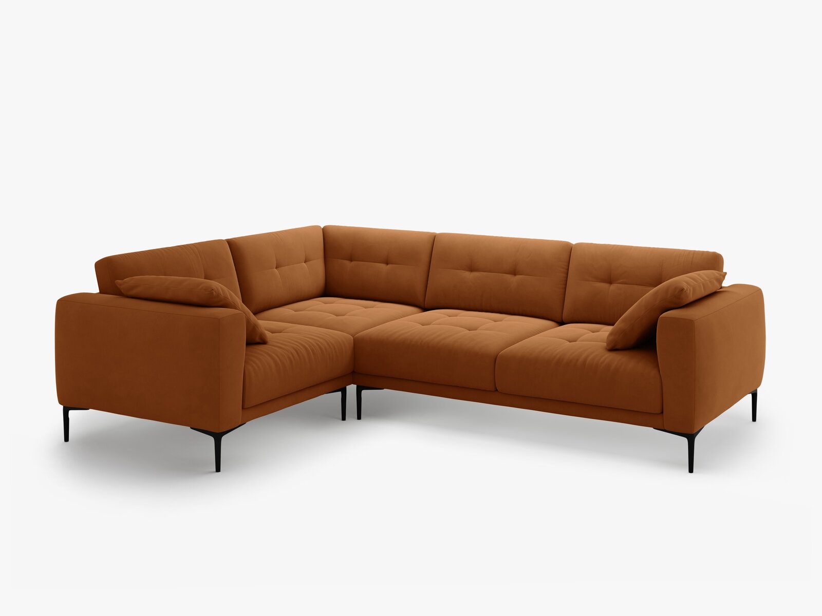 Micadoni Ecksofa Bemy 4-Sitzer Links Samt Terrakotta