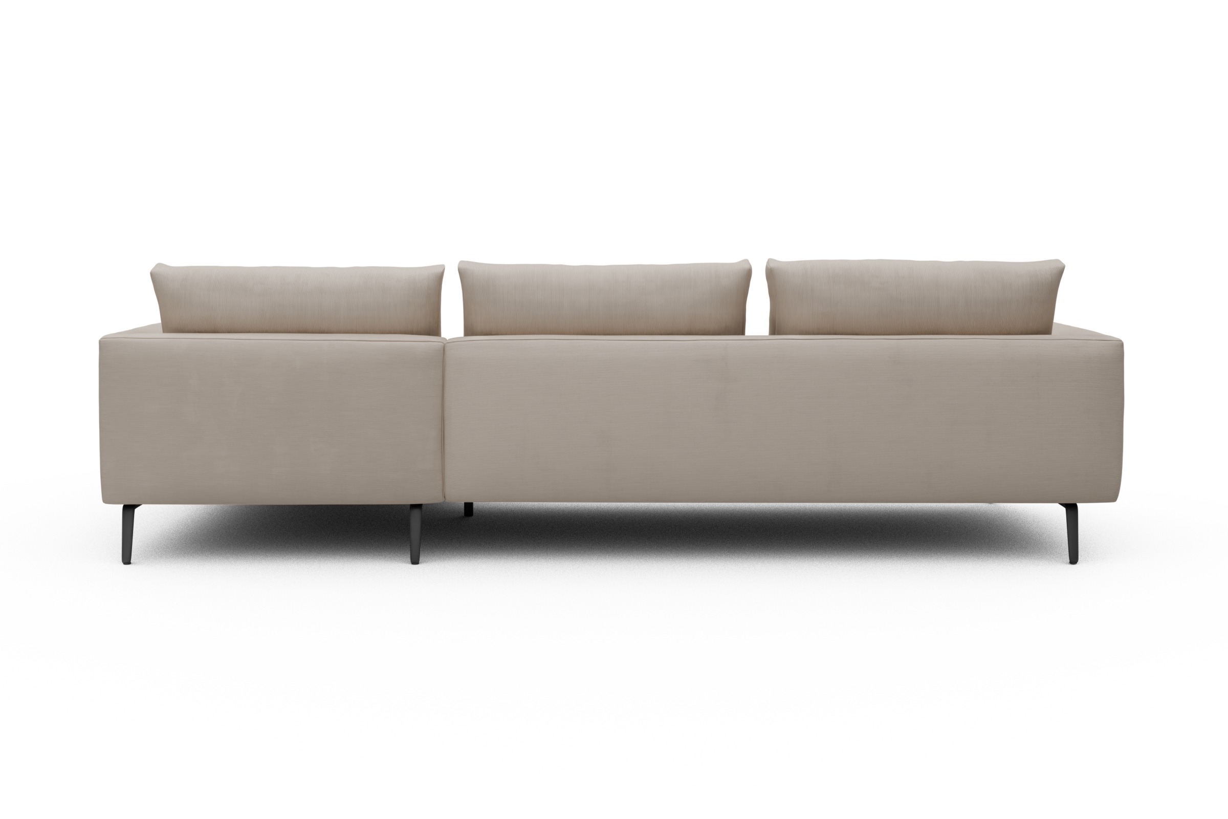 Ecksofa Karl Chaiselongue rechts mit 2,5-Sitzer Cordufine-Off-White