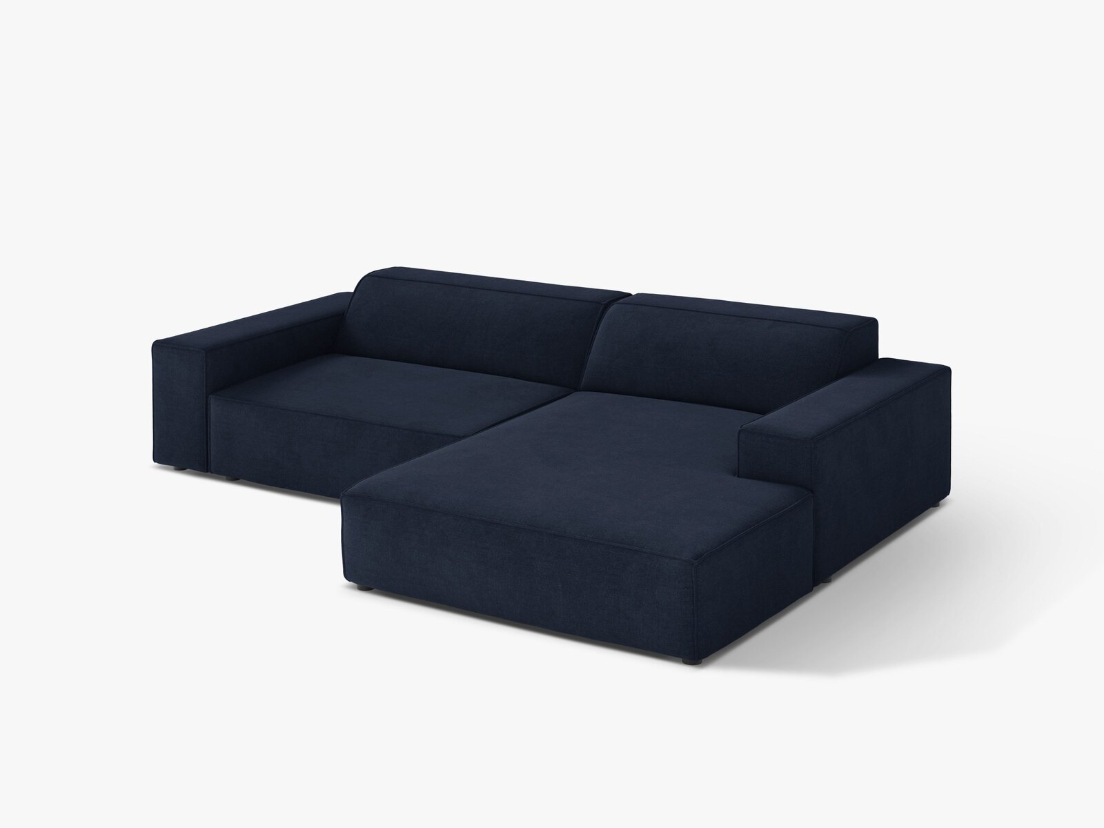 Micadoni Ecksofa Jodie 3-Sitzer Rechts Strukturierter Stoff Liberty Marineblau