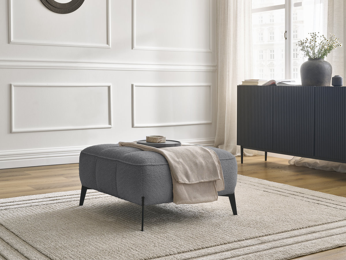 Bobochic Anis Pouf Bouclé-Stoff Dunkelgrau