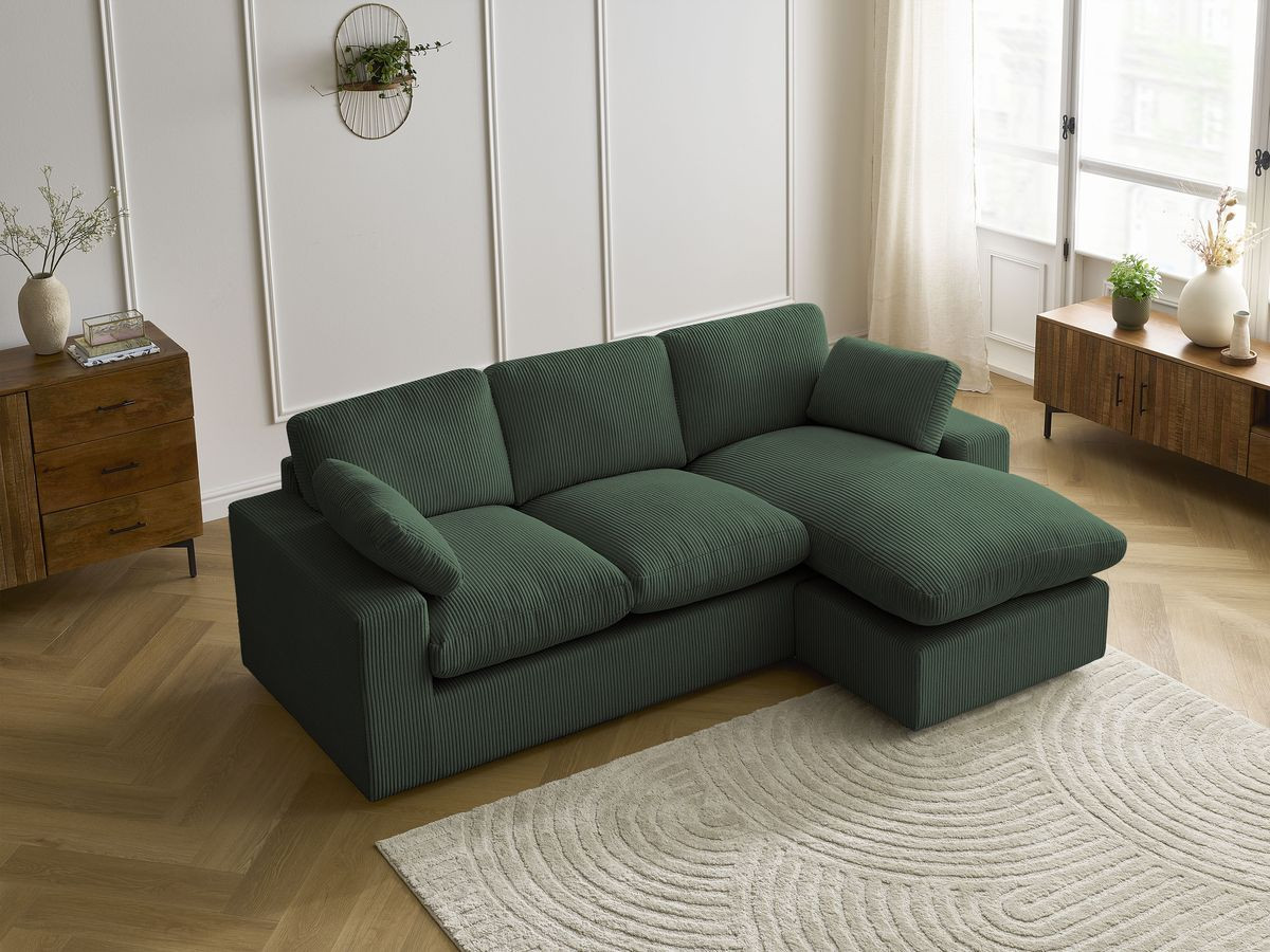 Bobochic Belair Ecksofa 220 × 139 cm Cordsamt Grün