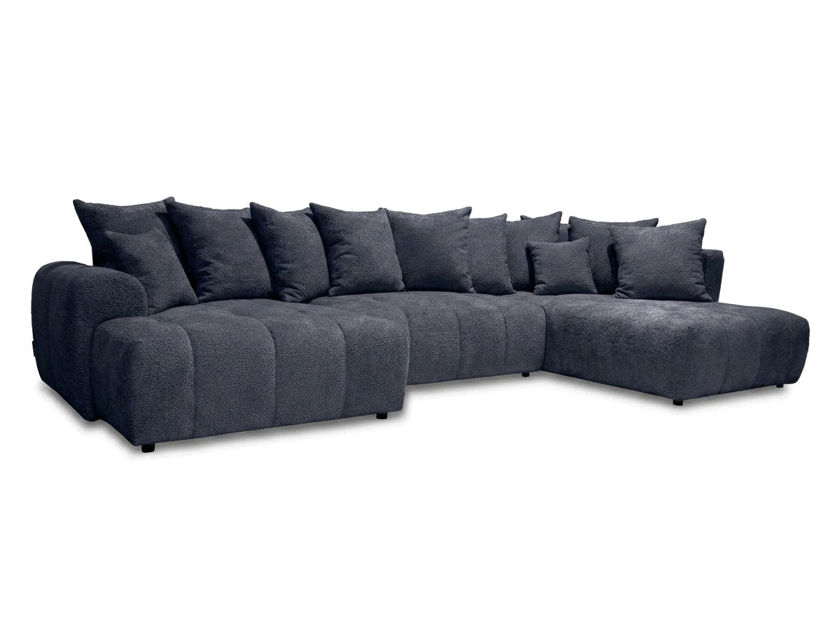 Bobochic Roxelane Wohnlandschaft Bouclé-Stoff Dunkelblau Ecke rechts