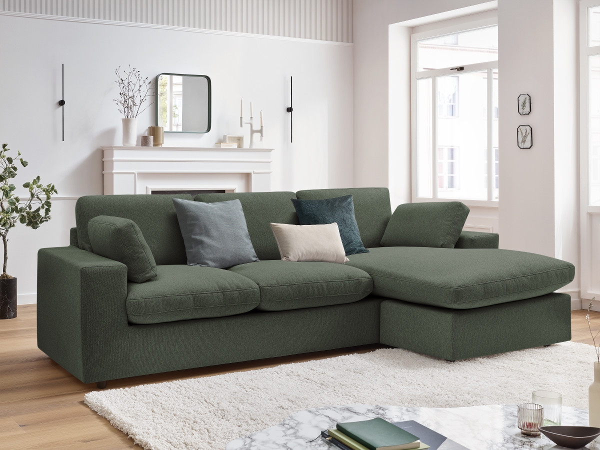 Bobochic Belair Ecksofa 220 × 139 cm Stoff Grün