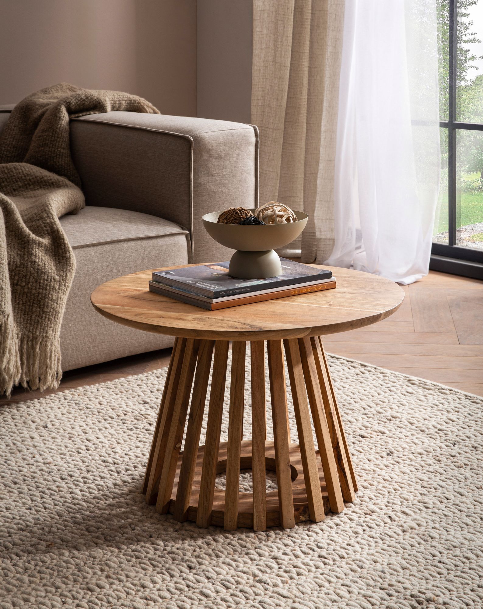 Couchtisch Ytrebygda Massivholz Akazie Ø 60 cm