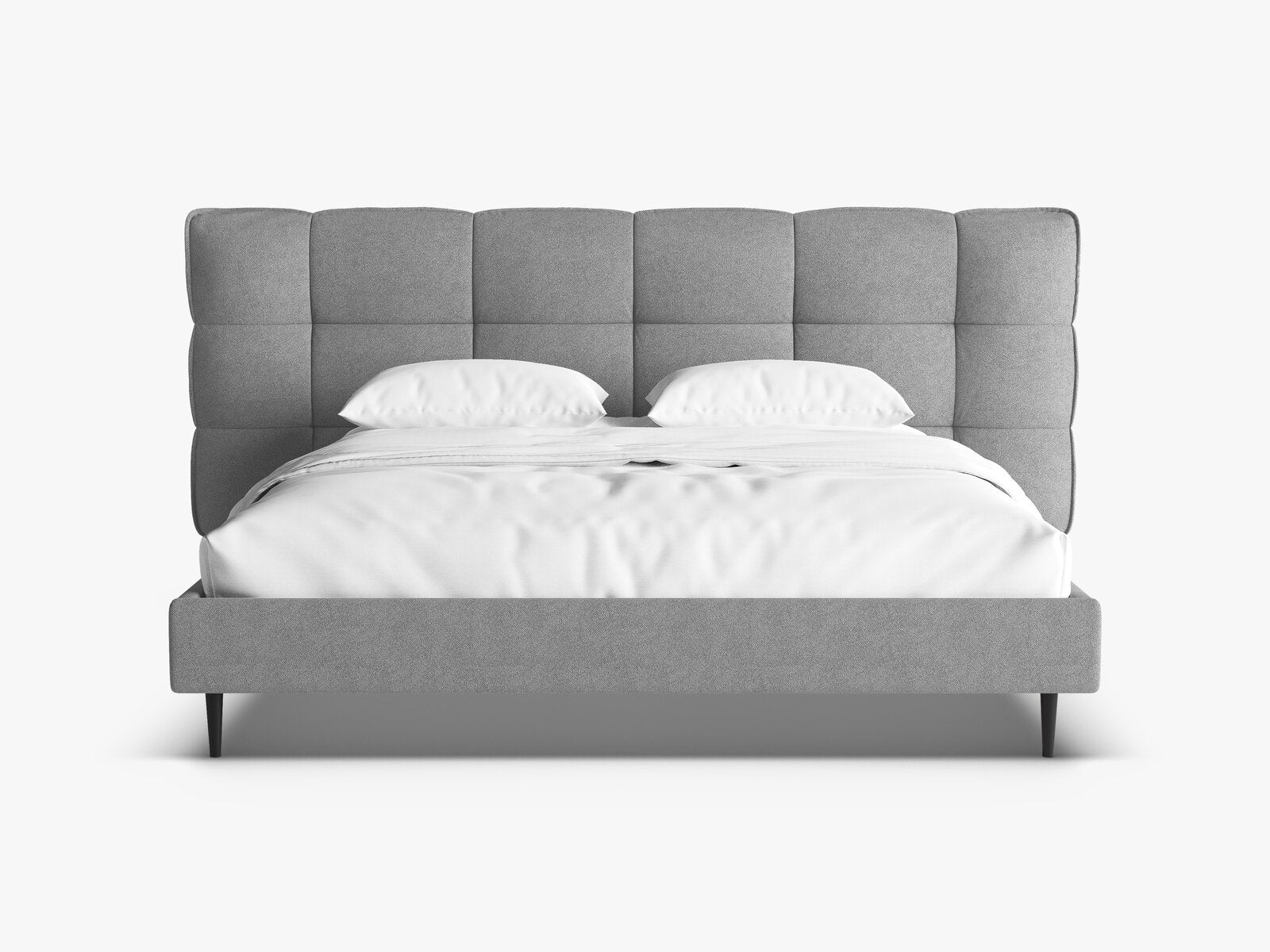 Micadoni Stauraumbett mit Kopfteil Eric with legs Boucle Sicuro Dunkelgrau 140x200