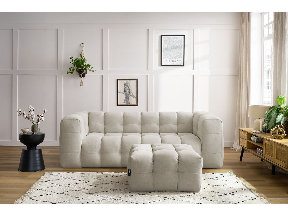 Bobochic Cloud Sofa 4-Sitzer mit Pouf Stoff Beige
