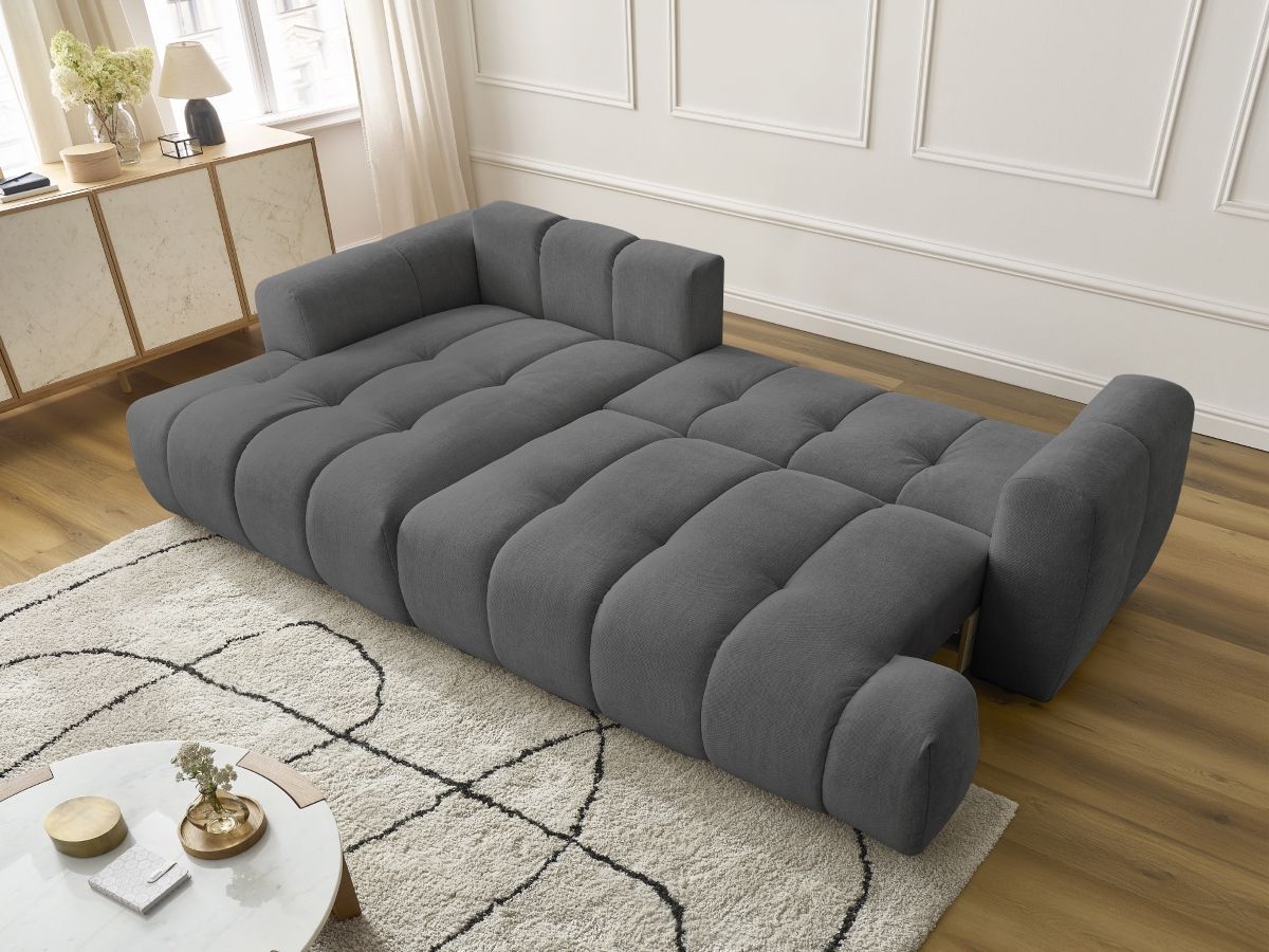 Bobochic Fuji Ecksofa mit Schlaffunktion und Bettkasten 292 × 160 cm Stoff Dunkelgrau Ecke links