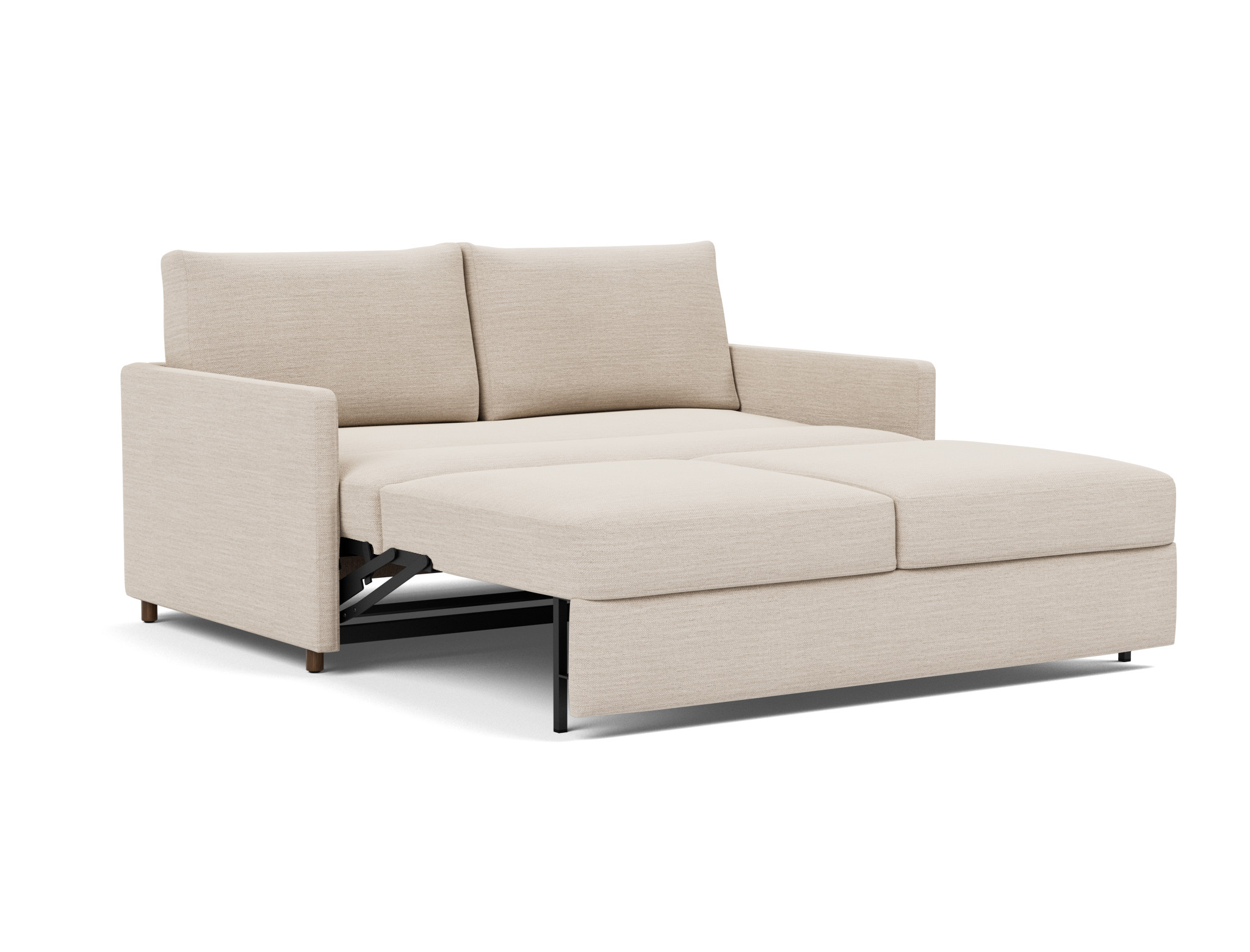 Schlafsofa Neah mit Slim-Armlehnen 160 Webstoff Blida 612-Sand-Grey