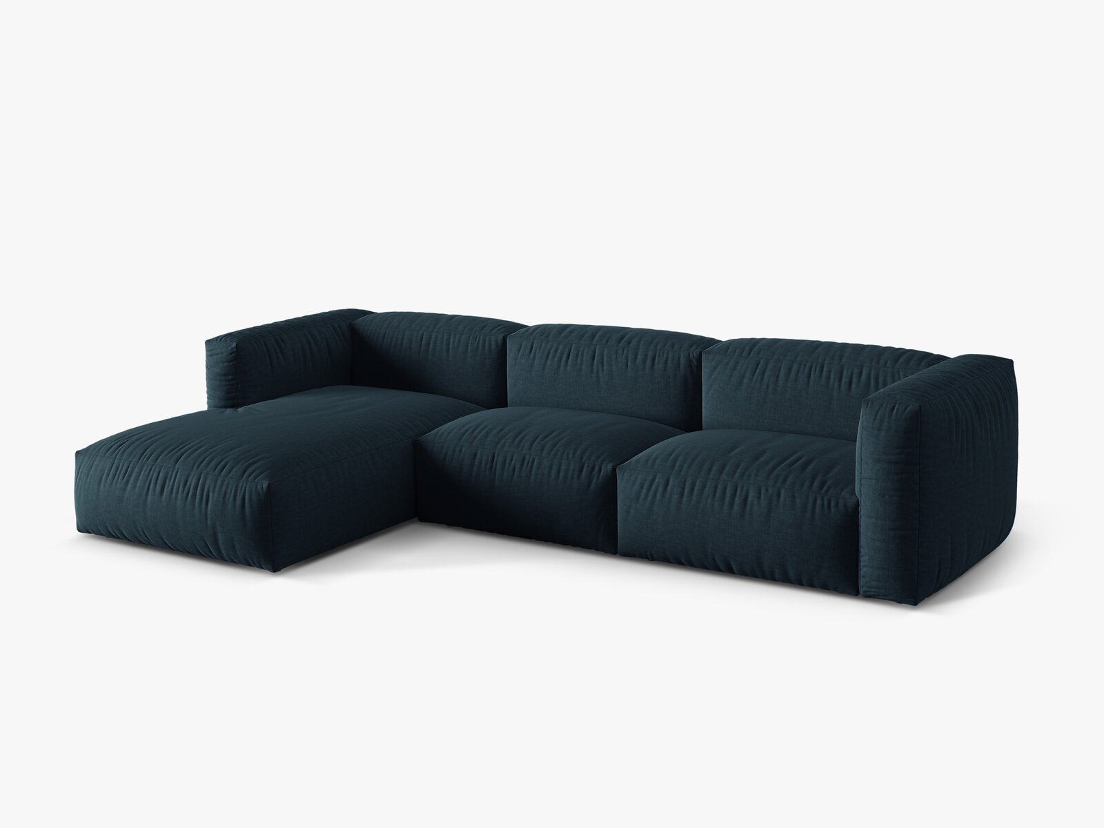 Micadoni Ecksofa Martina 3-Sitzer Links Strukturierter Stoff Boston Jeansblau