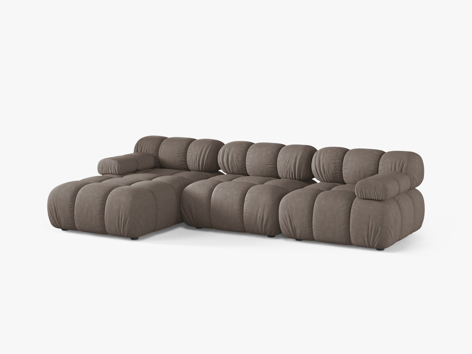 Micadoni Modulares Ecksofa Bellis 4-Sitzer Links Strukturierter Stoff Liberty Cappuccino