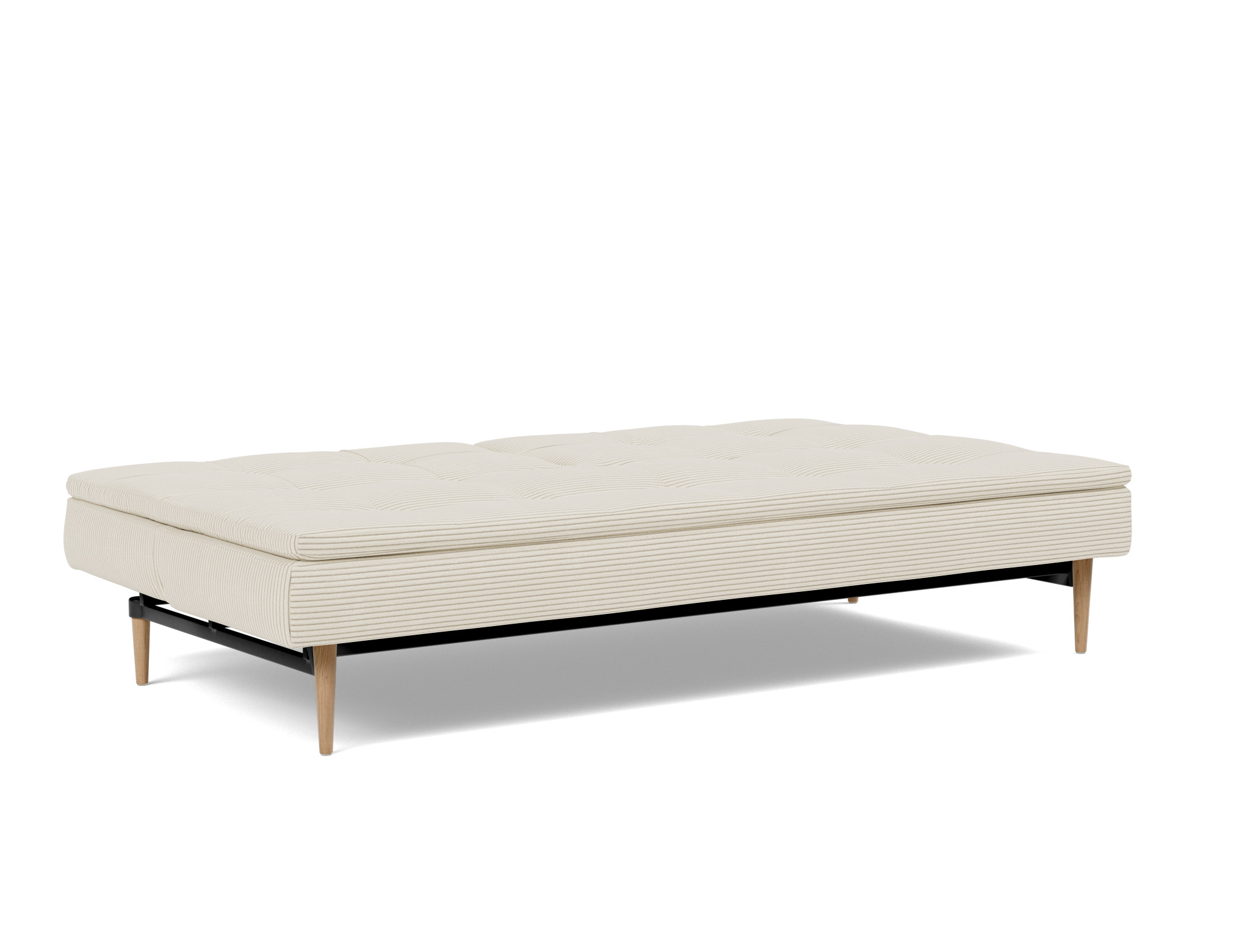 Schlafsofa Dublexo Kord Corduroy 594-Ivory Beine Styletto Eiche hell
