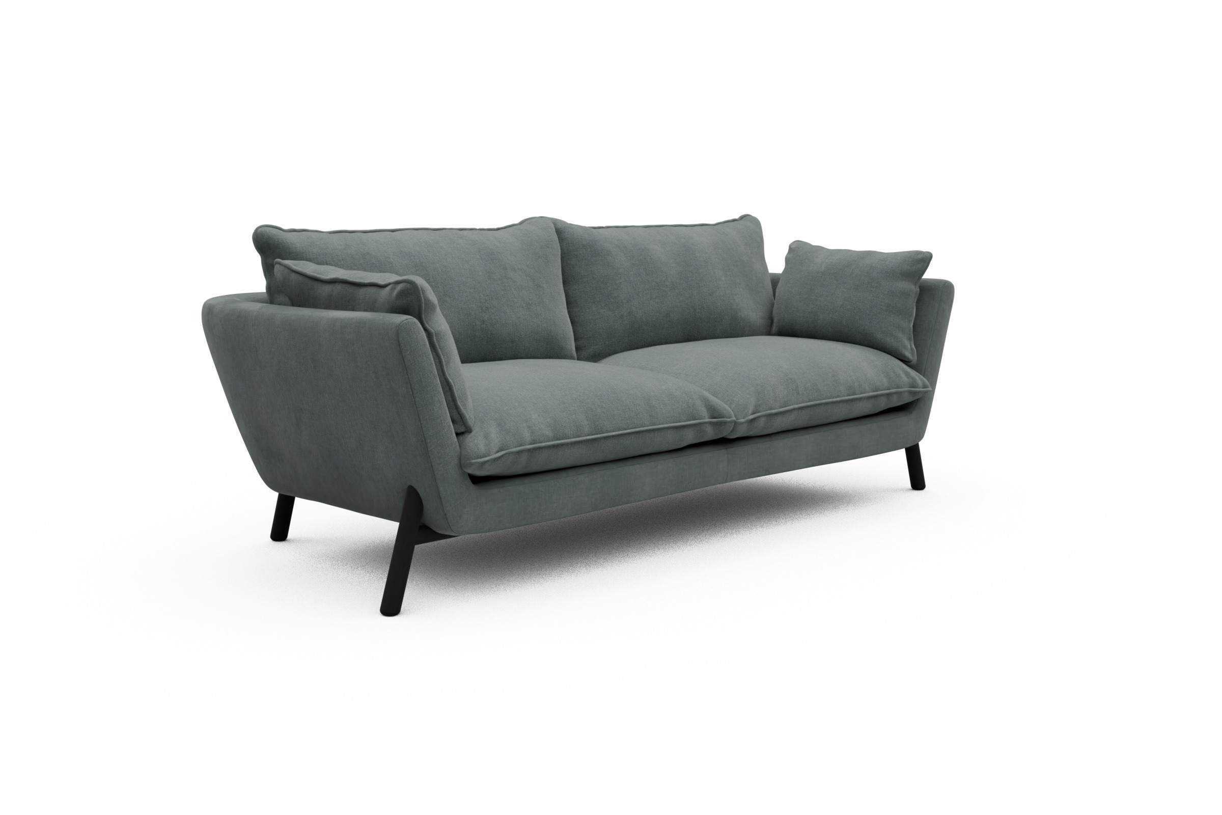 Sofa Emil PREMIUM 3-Sitzer Beinfarbe Eiche Schwarz Smooth-Silver-Grey