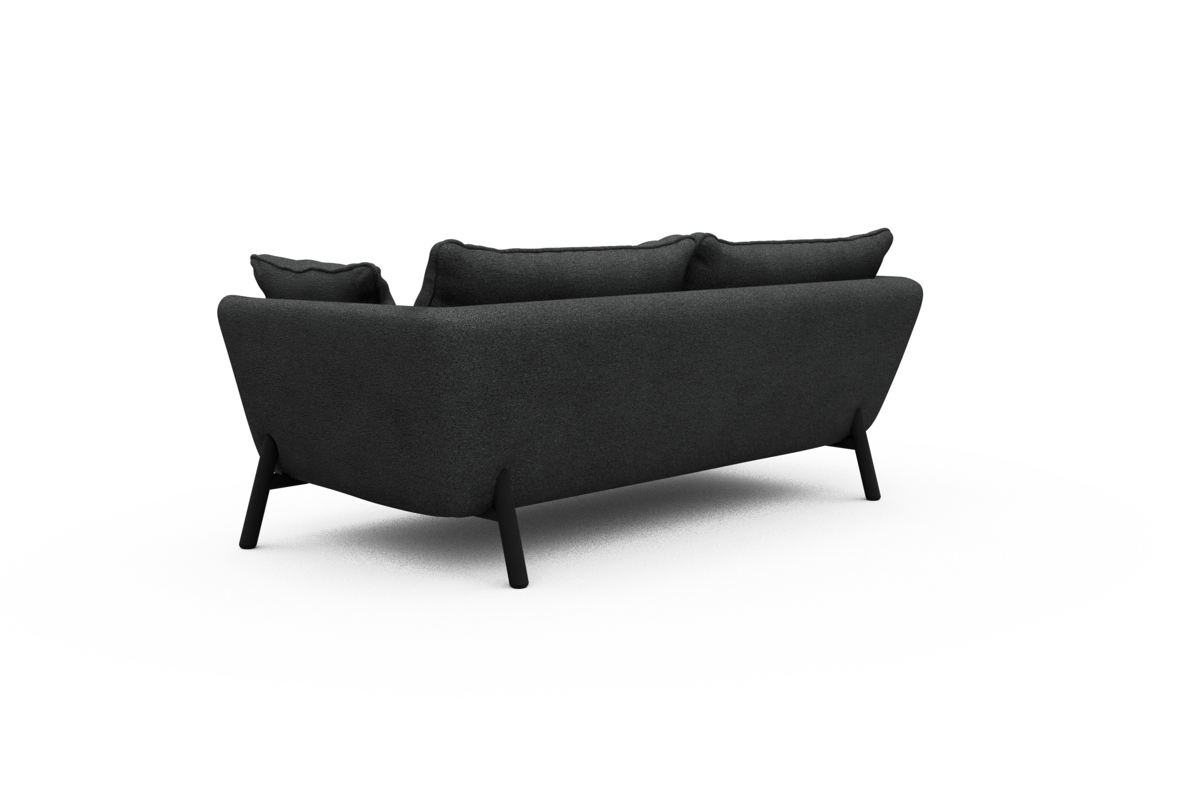 Sofa Emil PREMIUM 2-Sitzer Beinfarbe Eiche Schwarz Boucle-Charcoal