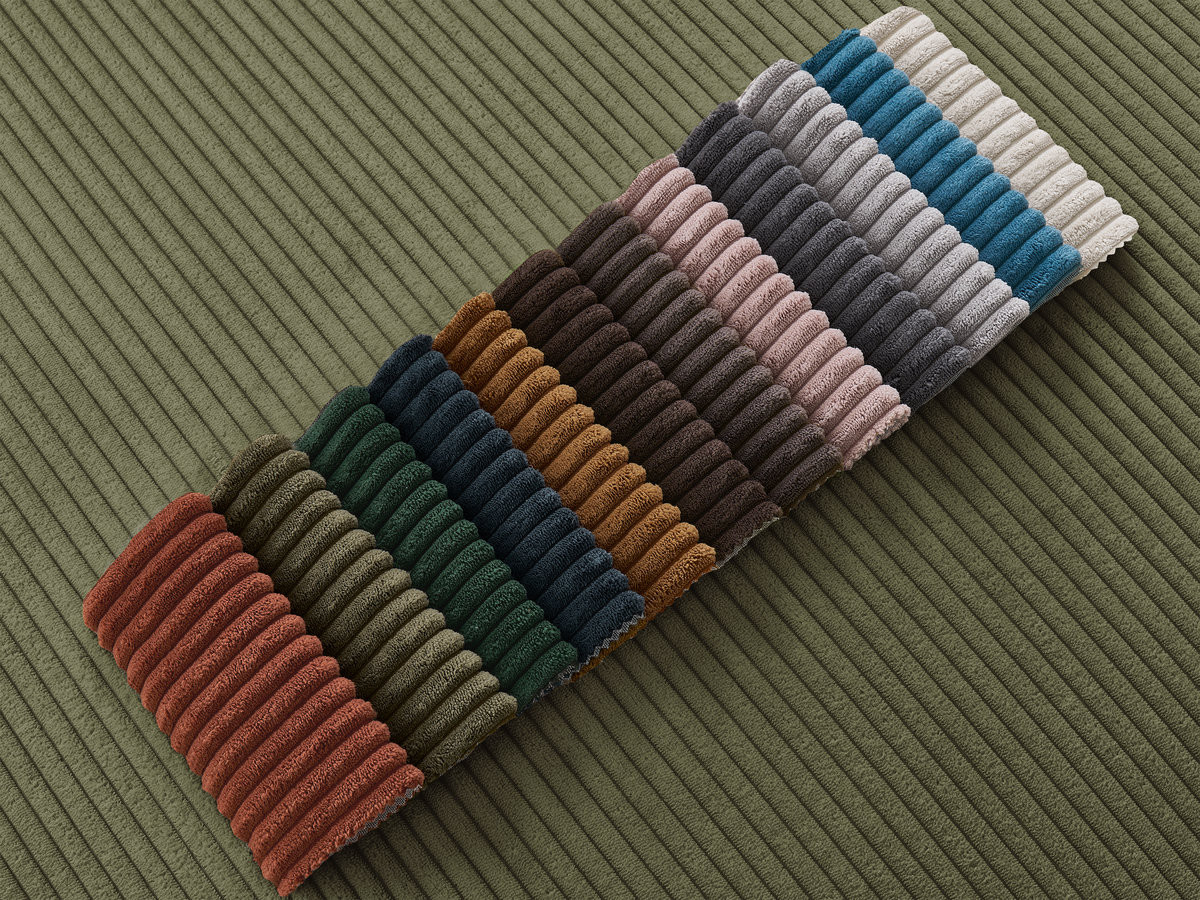 Bobochic Enore Ecksofa 330 × 157 cm Cordsamt Hellgrün Ecke links