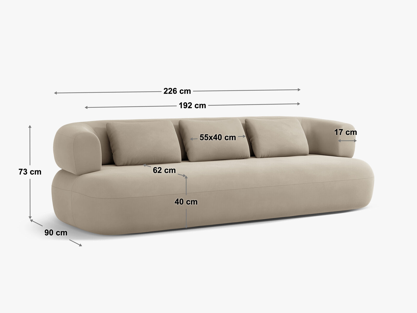 Micadoni Sofa Jenny 4-Sitzer Boucle Now or Never Elfenbein