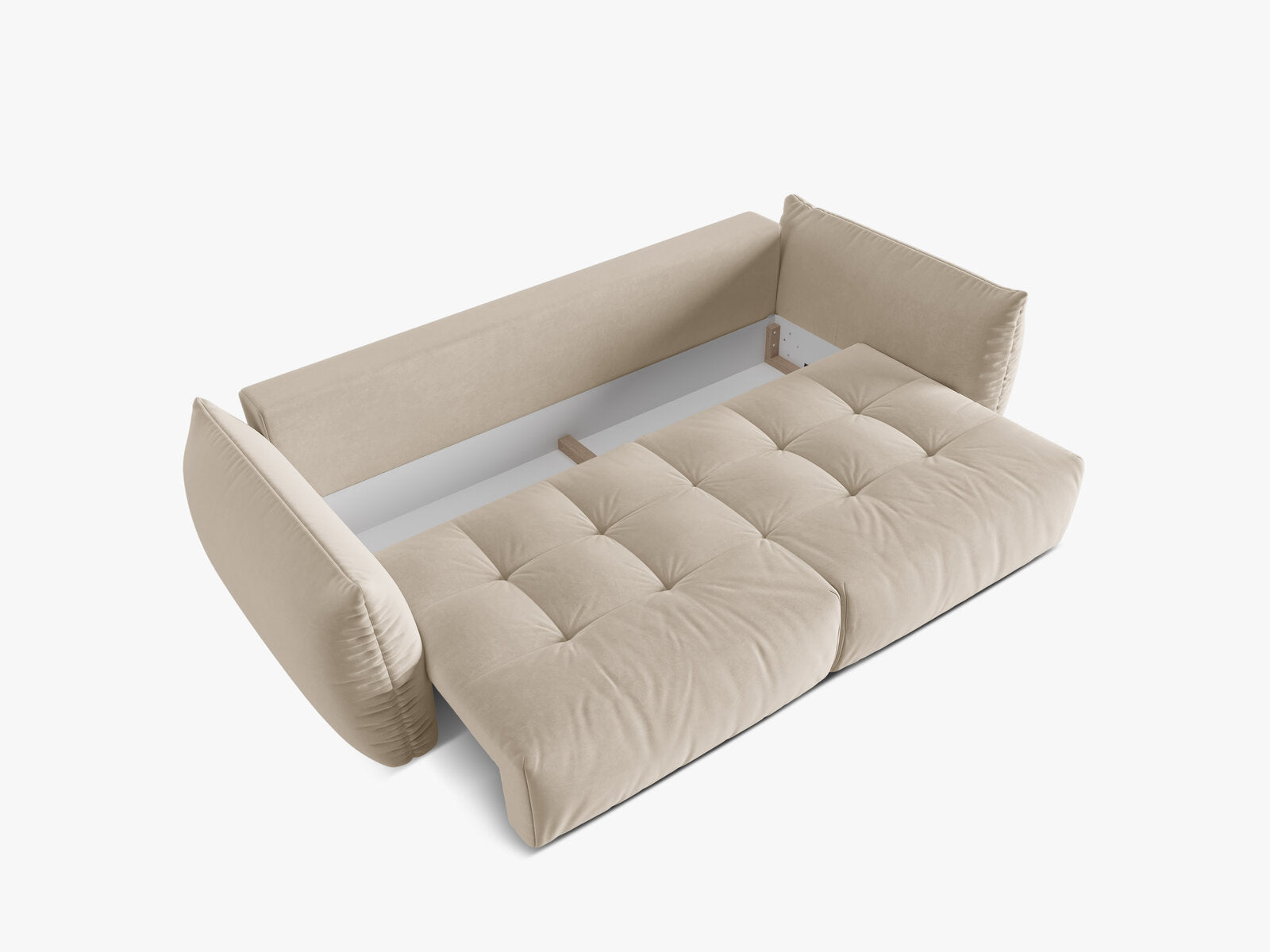 Micadoni Bloom Schlafsofa 3-Sitzer mit Bettkasten Samt Casino Helles Beige