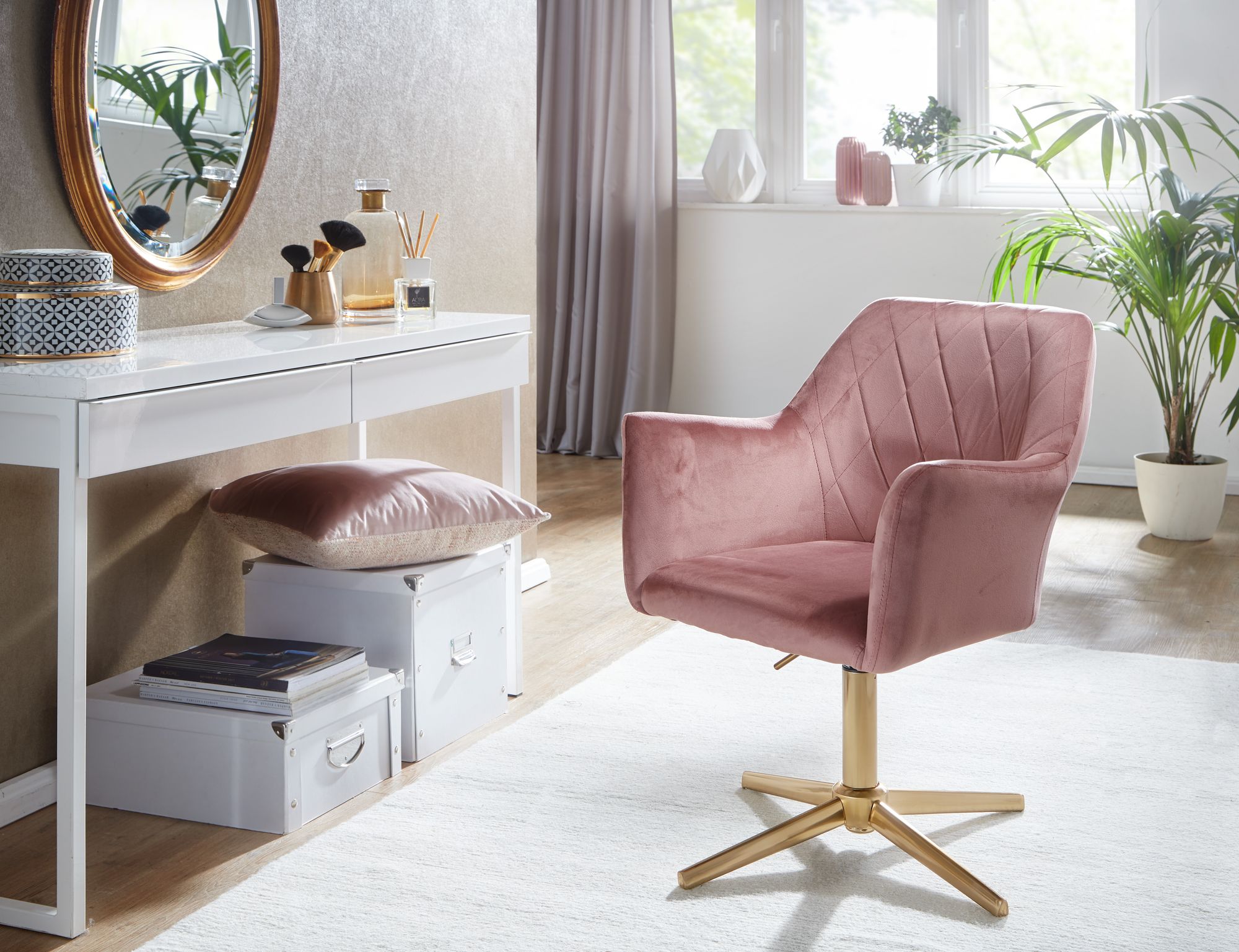Esszimmerstuhl Voss Samt Rosa