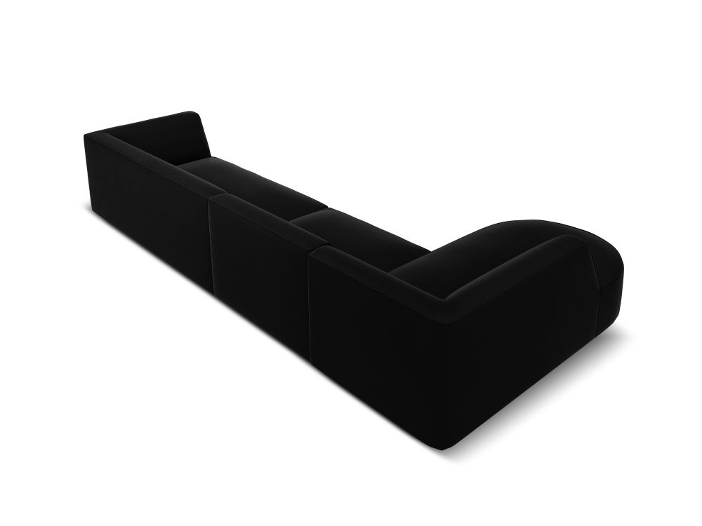 Cosmopolitan Design Ecksofa Siena 5-Sitzer abgerundet Samt Salvador Schwarz Links