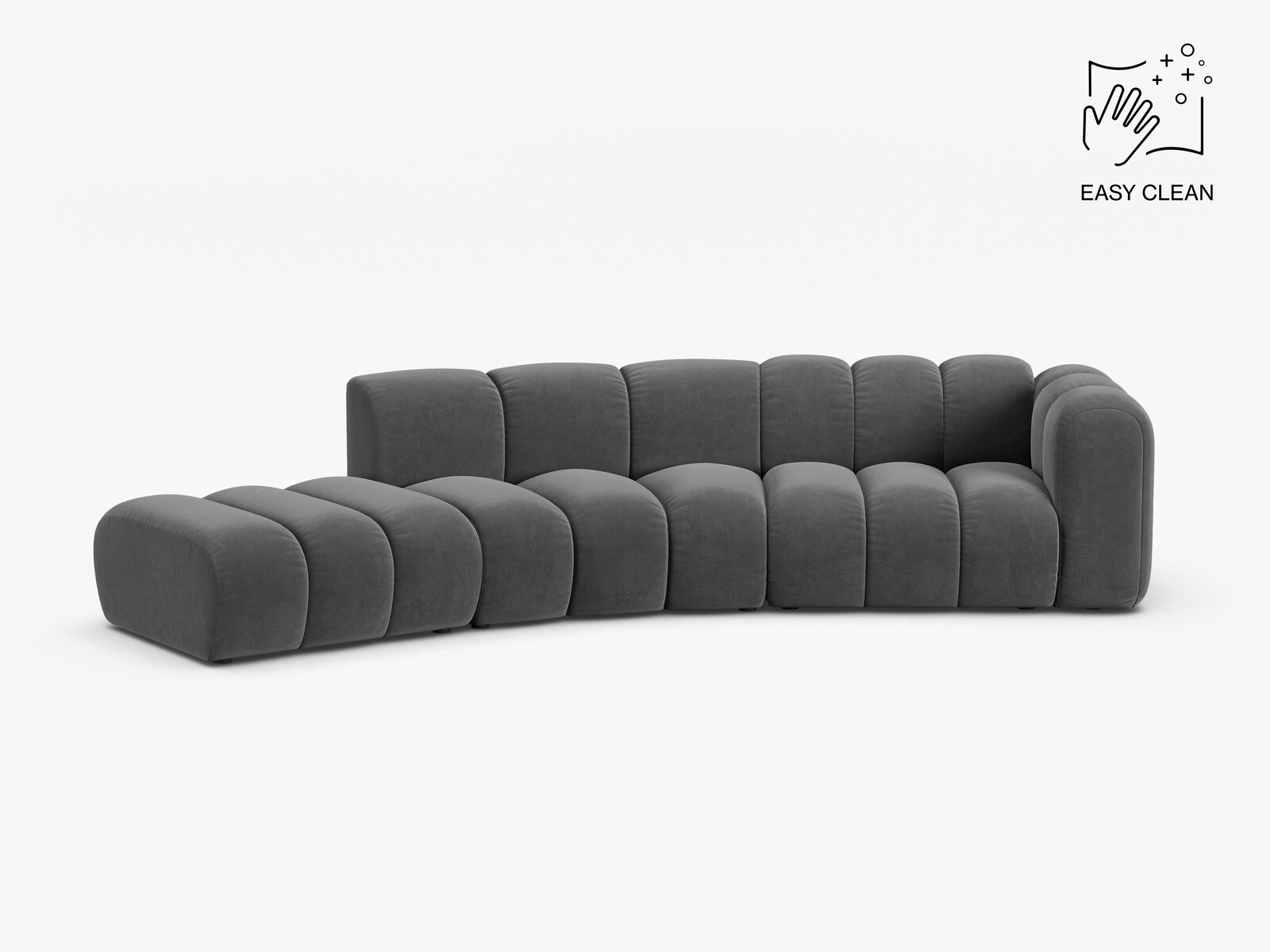 Micadoni Modulares Sofa Lupine 5-Sitzer Samt Venus Grau Links