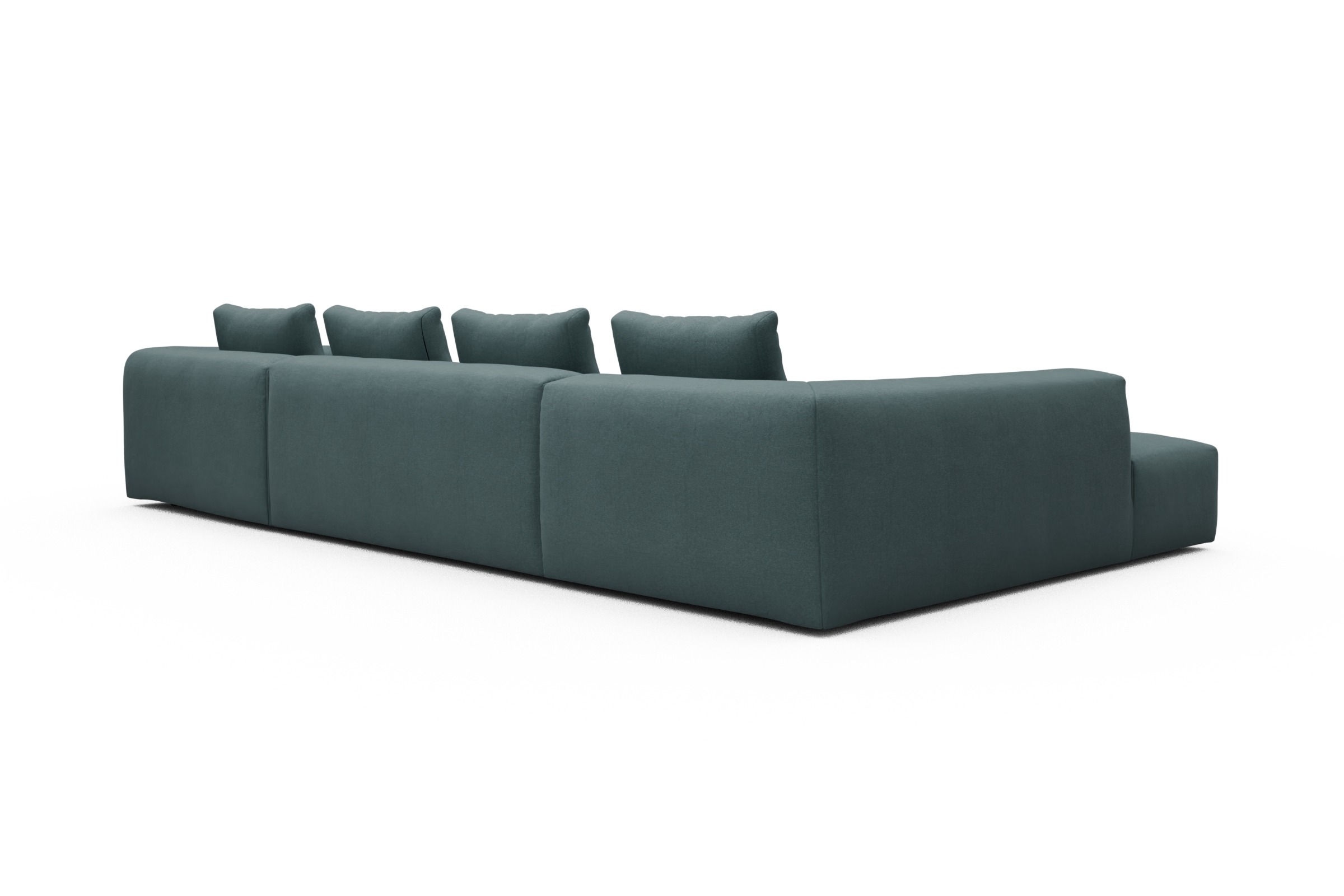 Wohnlandschaft Fred Relax-Ecke links mit 2-Sitzer und Chaiselongue rechts Strukturierter Stoff Satya 442-Washed-Green