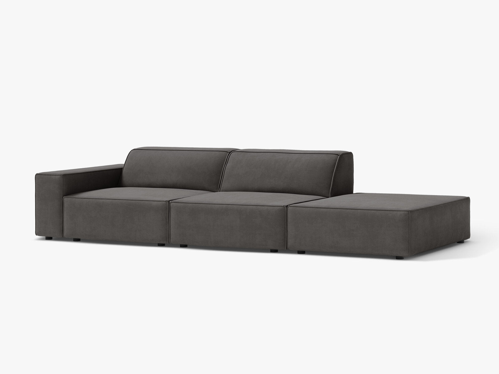 Micadoni Sofa Jodie 3-Sitzer Rechts Samt Bluvel Hellgrau