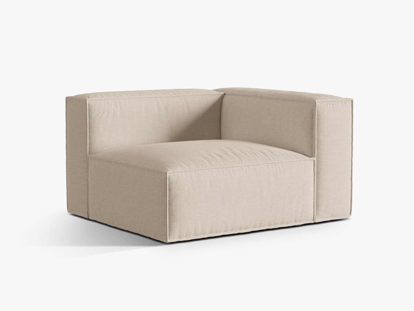 Micadoni Eckmodul Groß Nuria 1-Sitzer Rechts Strukturierter Stoff Beige