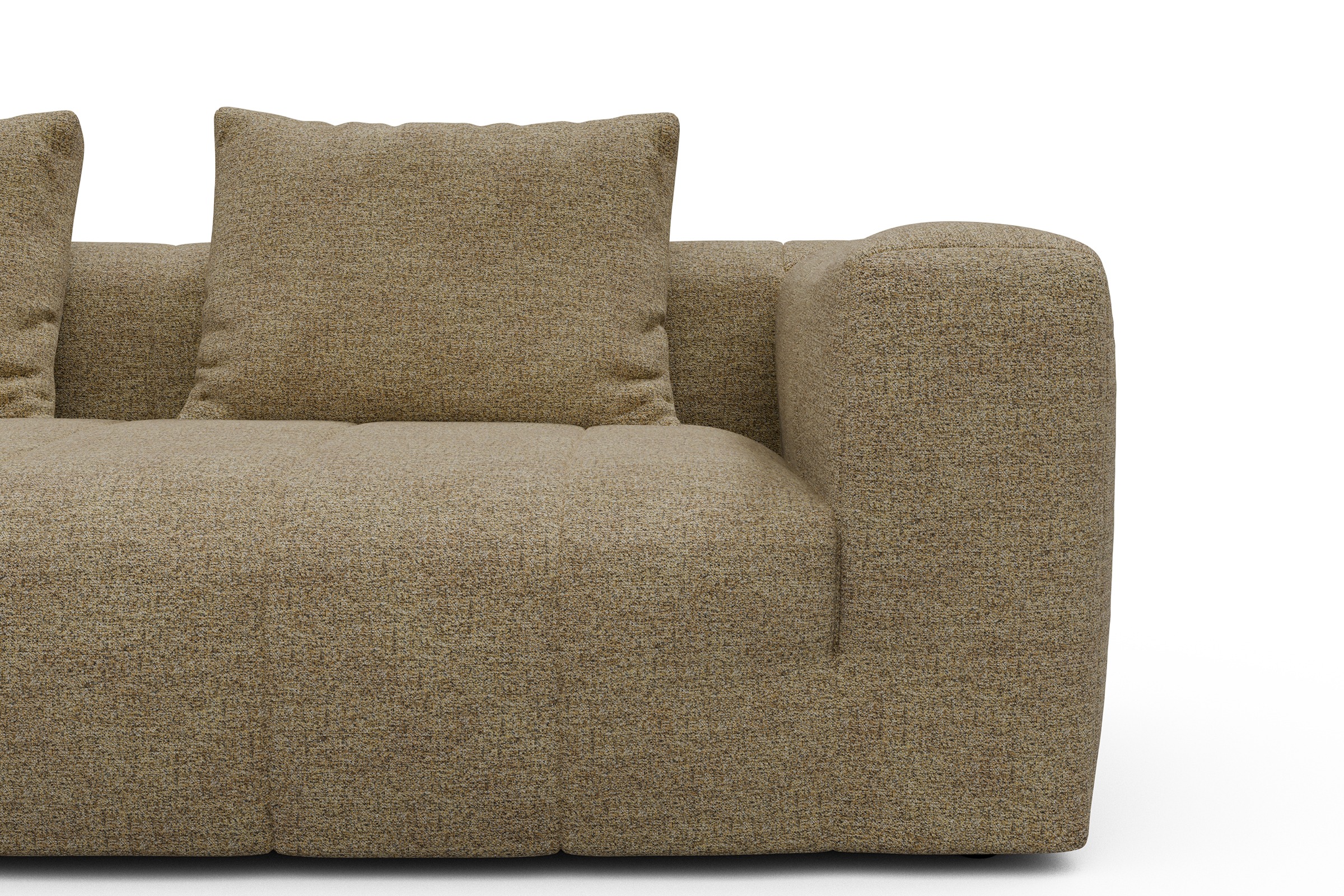 Ecksofa Hugo 2,5-Sitzer Armlehne rechts mit Chaiselongue Carreno-Silician-Yellow