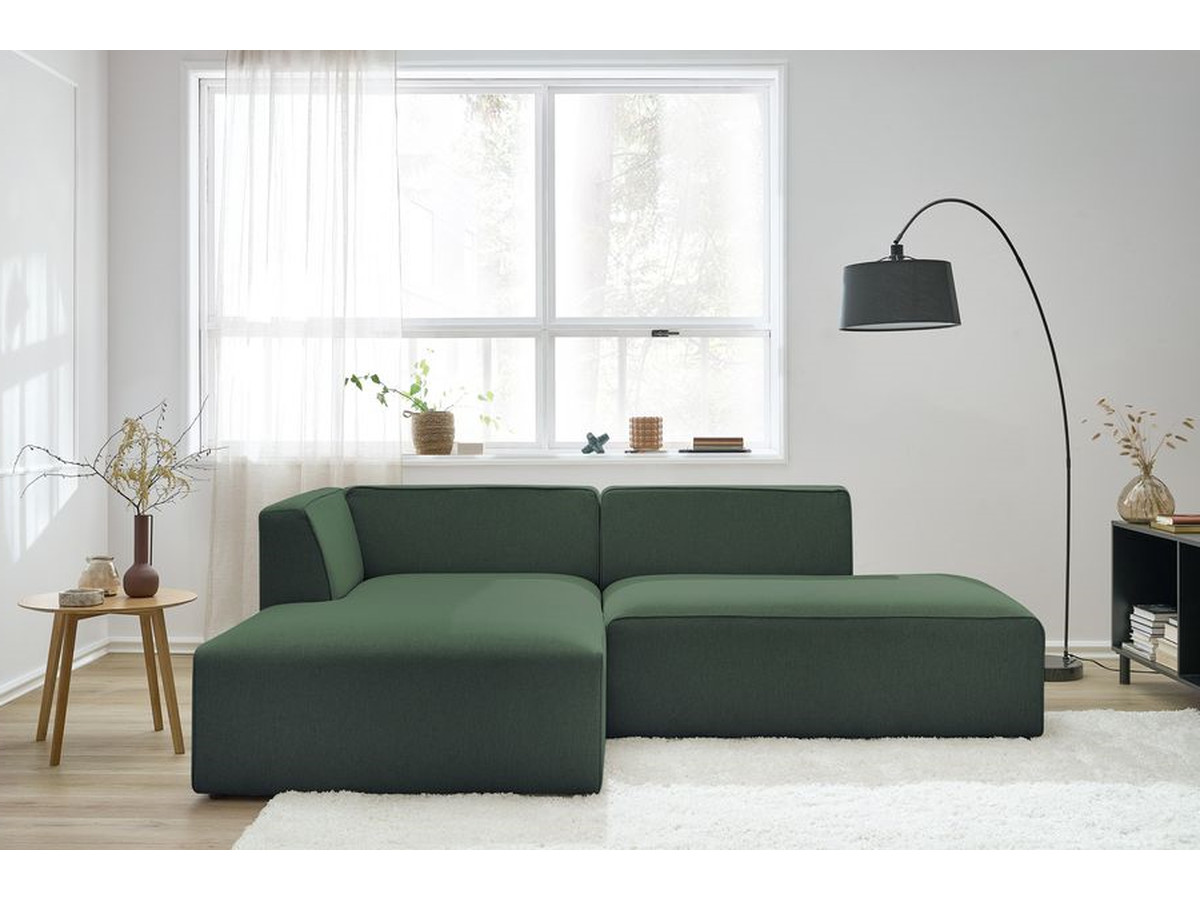 Bobochic Megeve Ecksofa Melange-Stoff Grün Ecke links