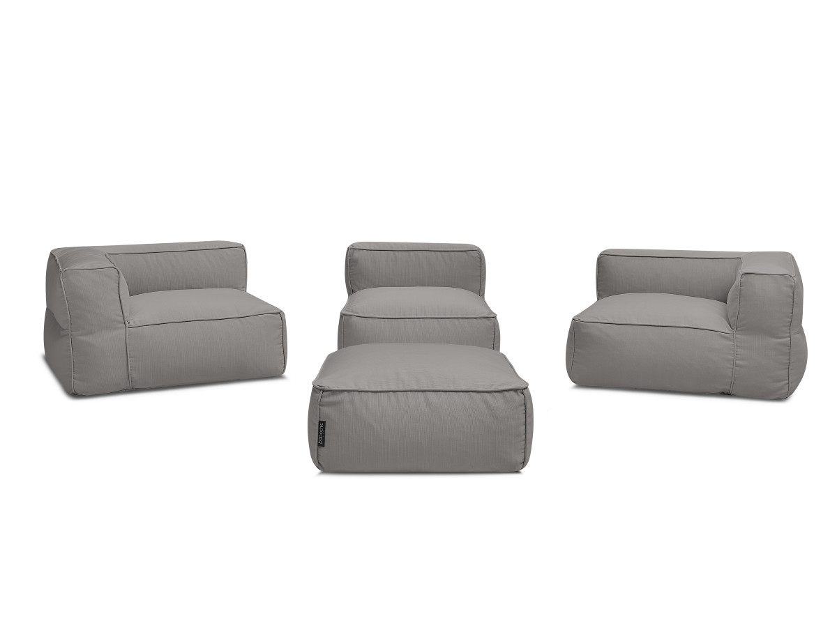 Bobochic Giulia Gartensofa 4-Sitzer mit Pouf, 2 Eckmodule Stoff Dunkelgrau