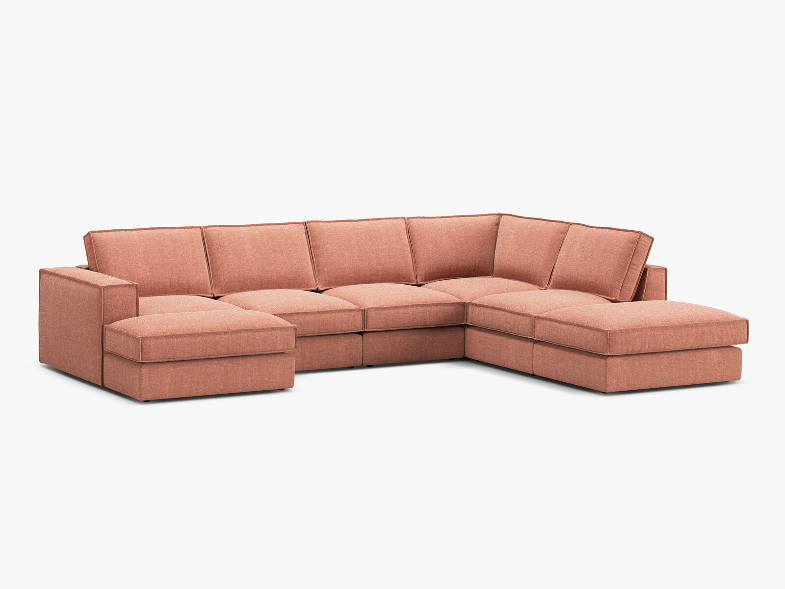 Micadoni modulares Panorama Ecksofa Pola 5-Sitzer Rechts Strukturierter Stoff Babel Rot