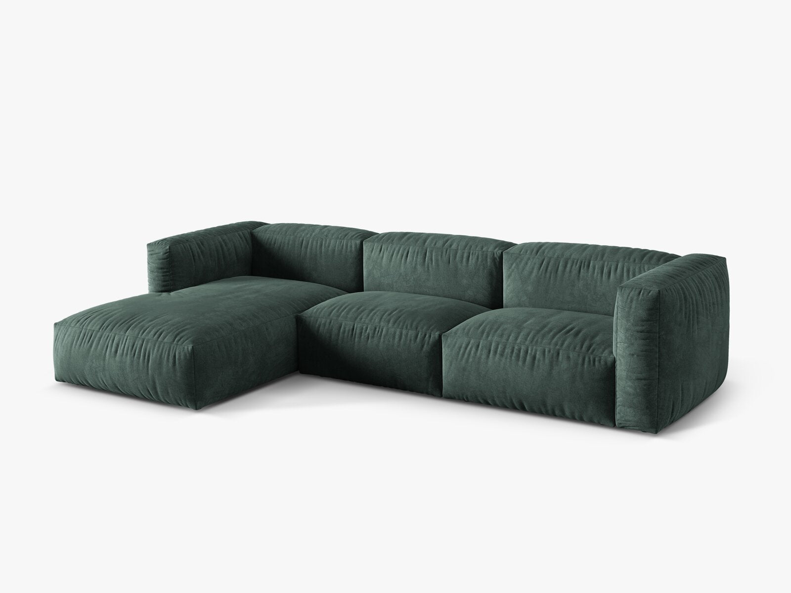 Micadoni Ecksofa Martina 3-Sitzer Links Samt Vogue Petrol