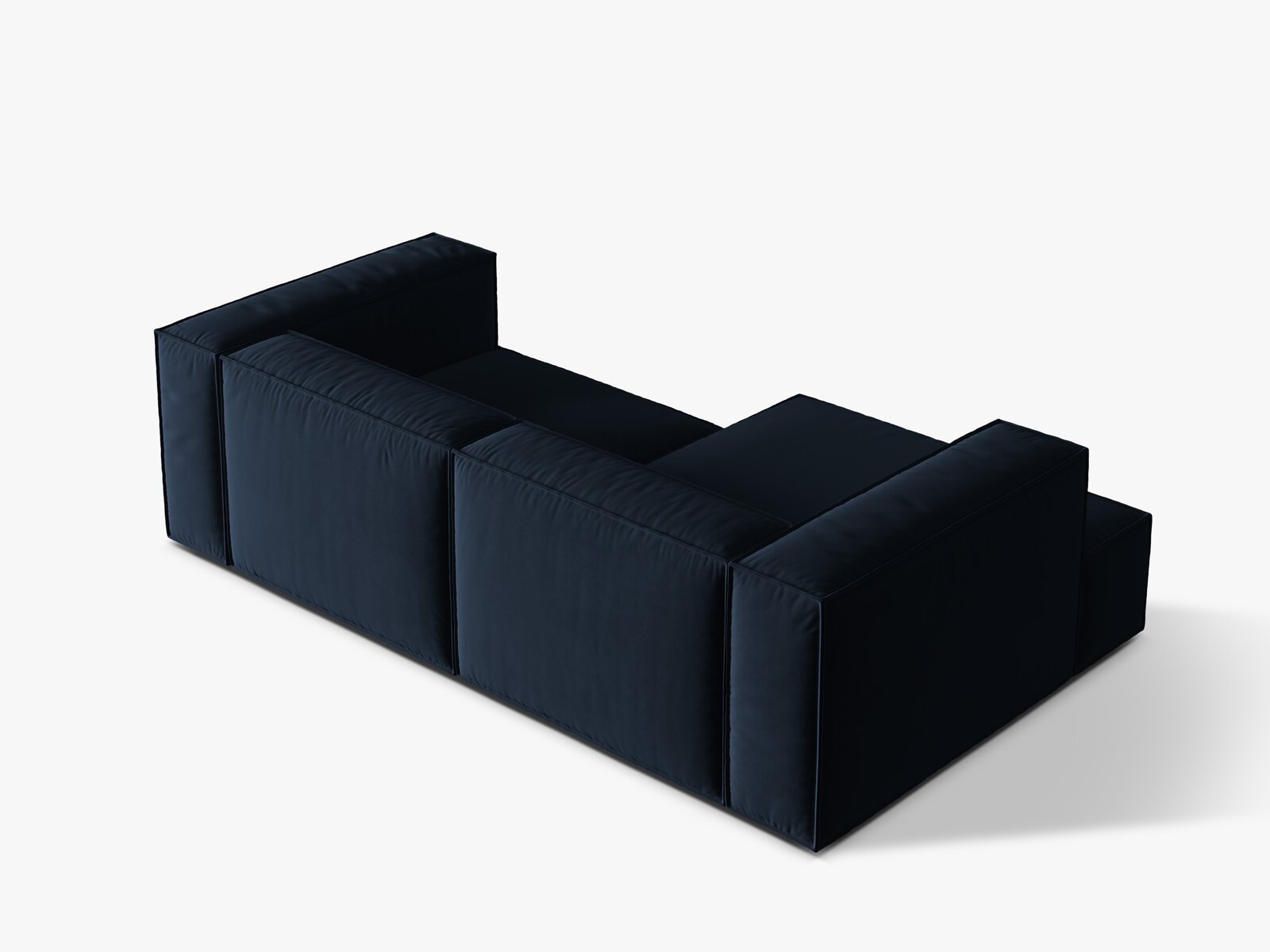 Micadoni Ecksofa Nuria 3-Sitzer Links Samt Dunkelblau